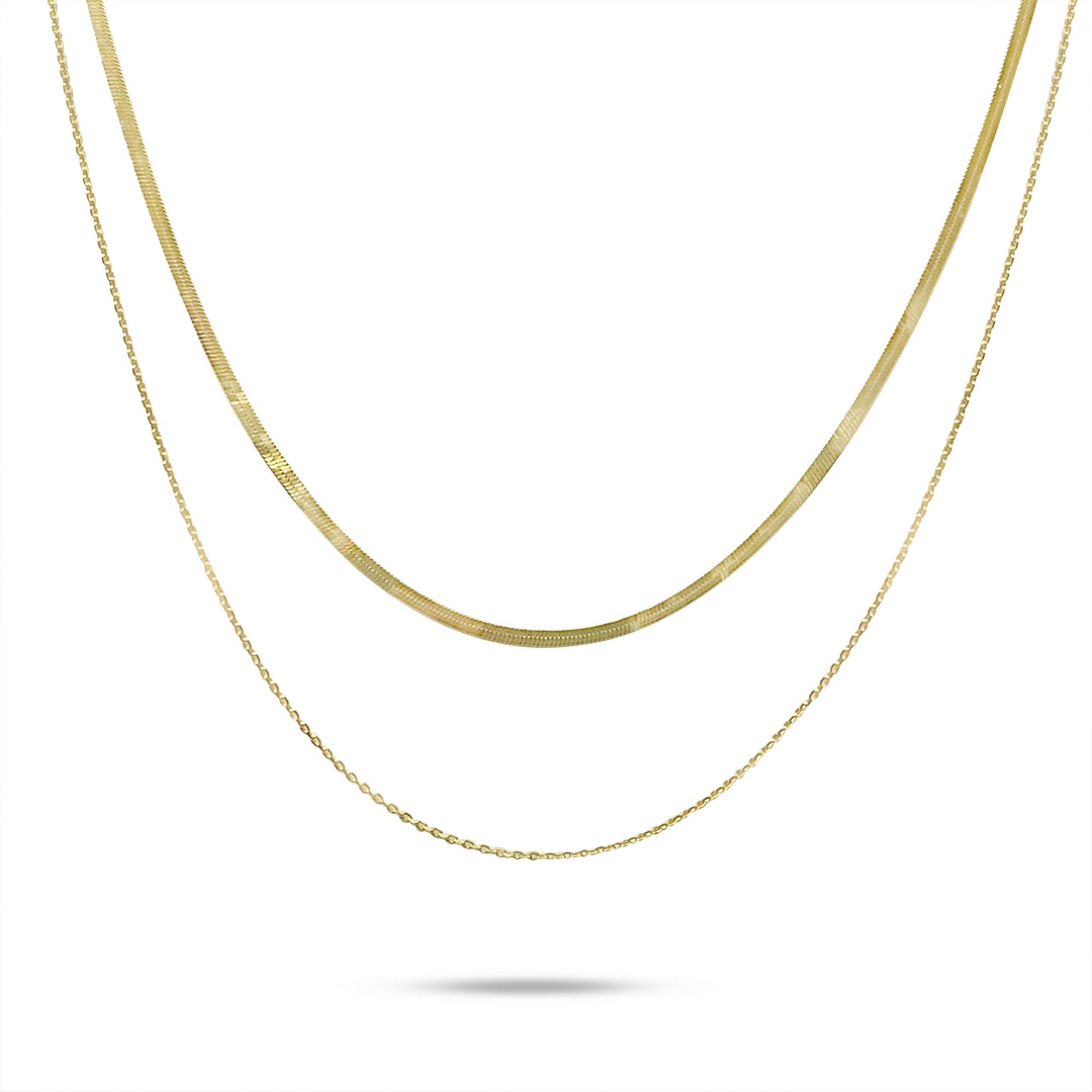 Double gold plated chain necklace