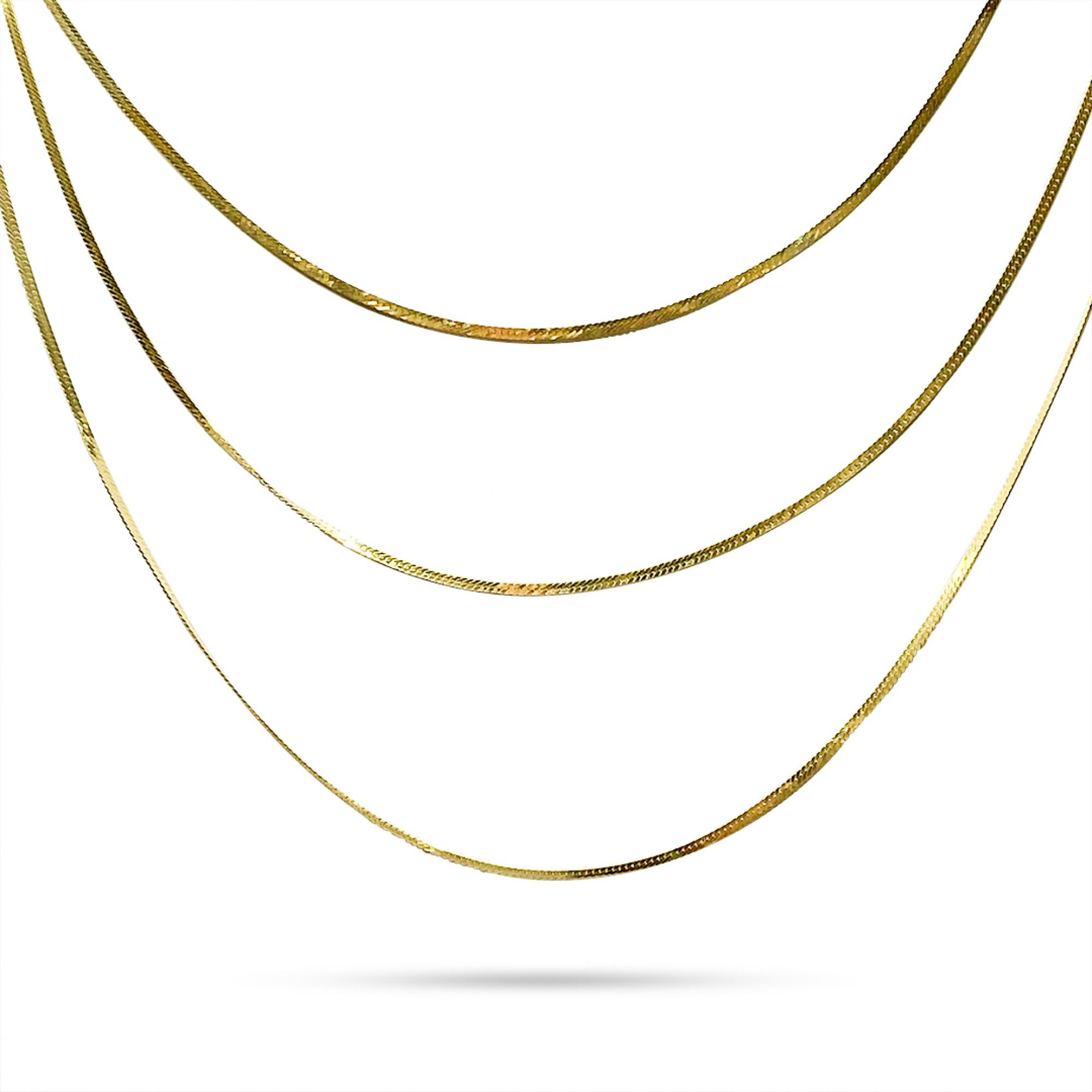 Triple gold plated snake chain necklace