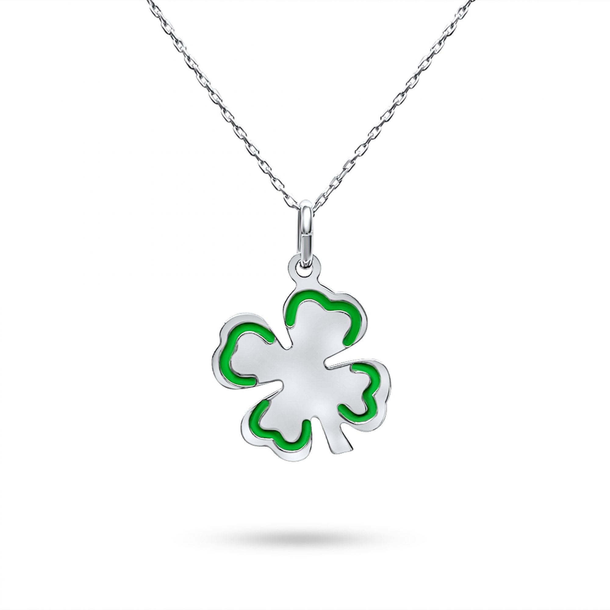 Four leaf clover necklace with enamel