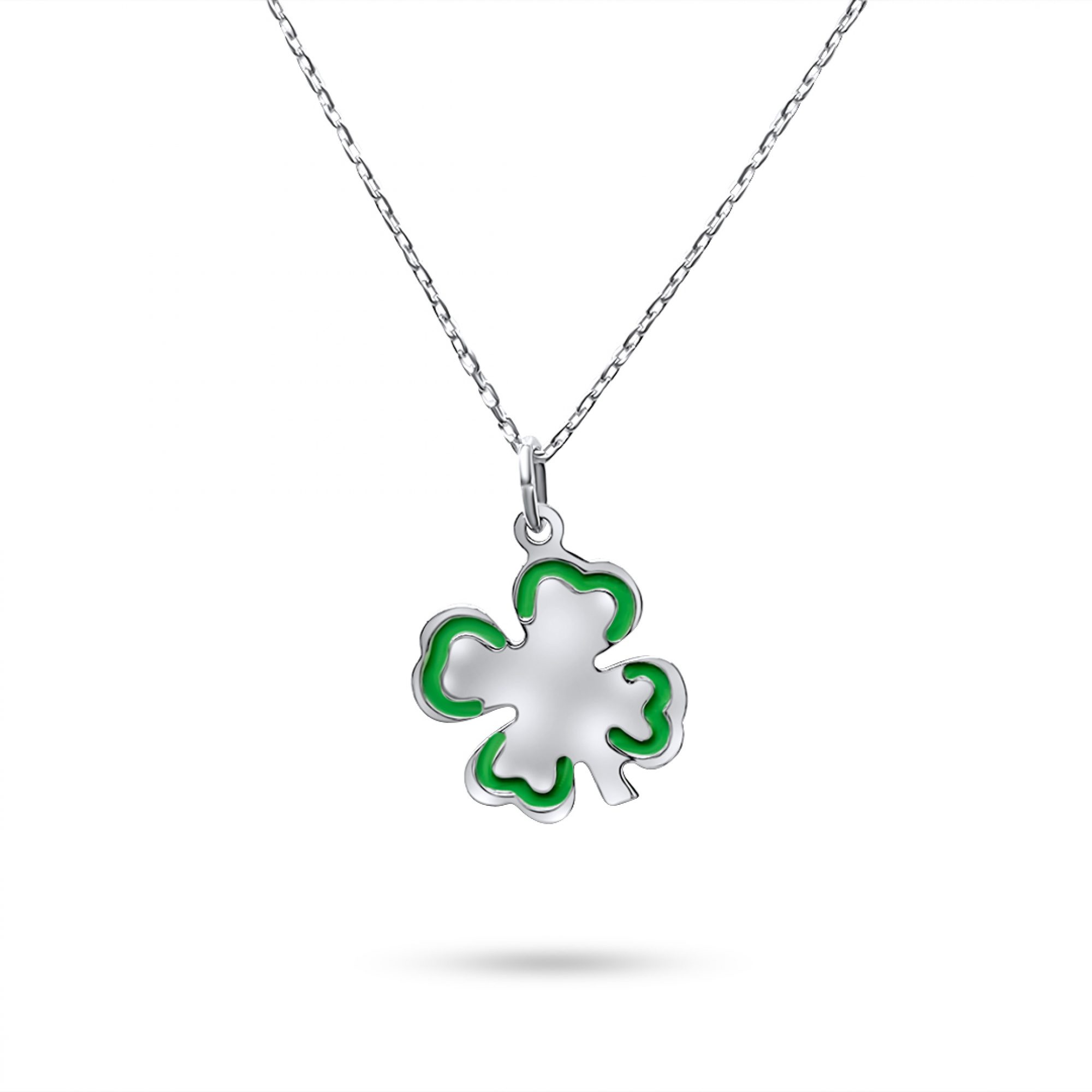 Four leaf clover necklace with enamel