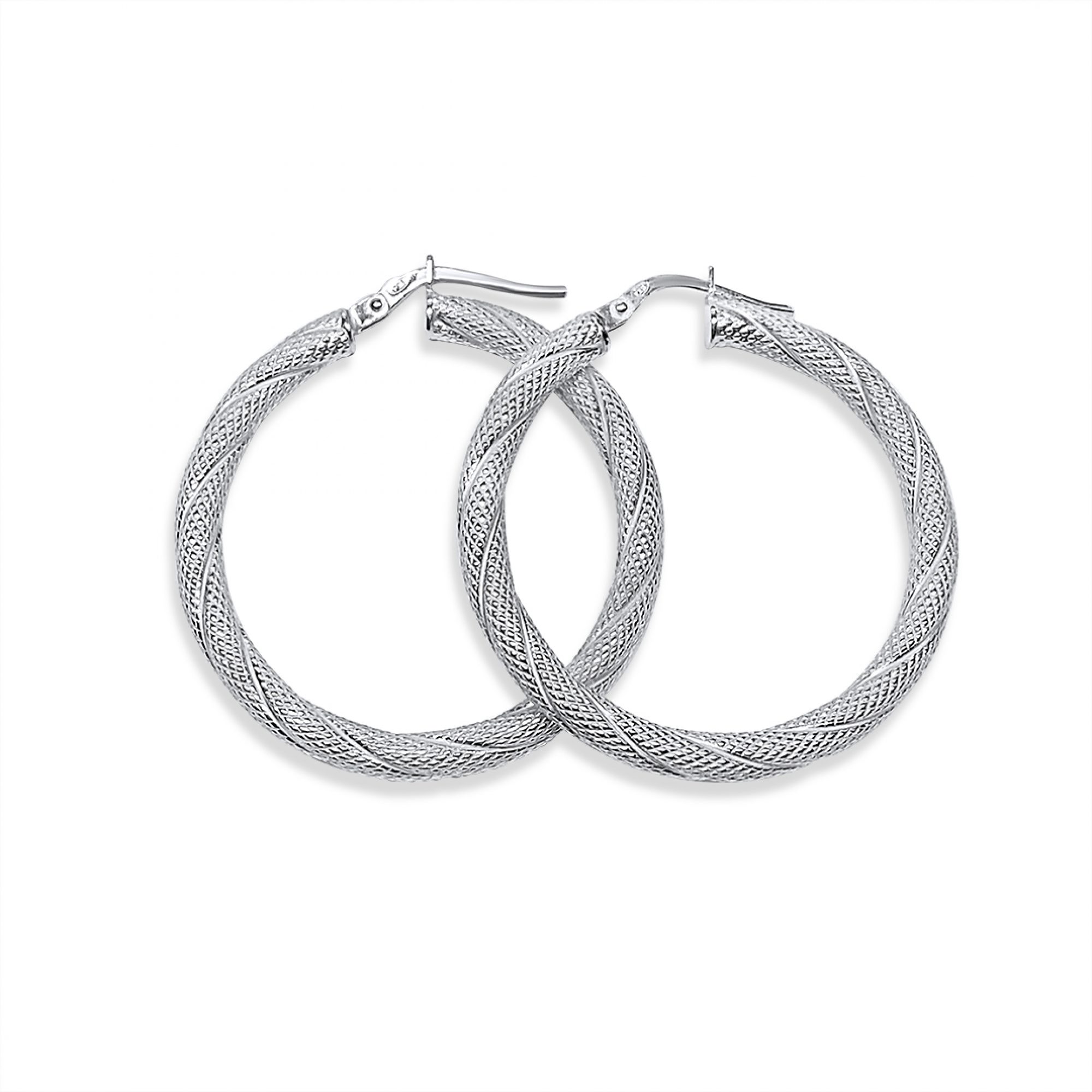 Silver twisted hoops (31.5mm)