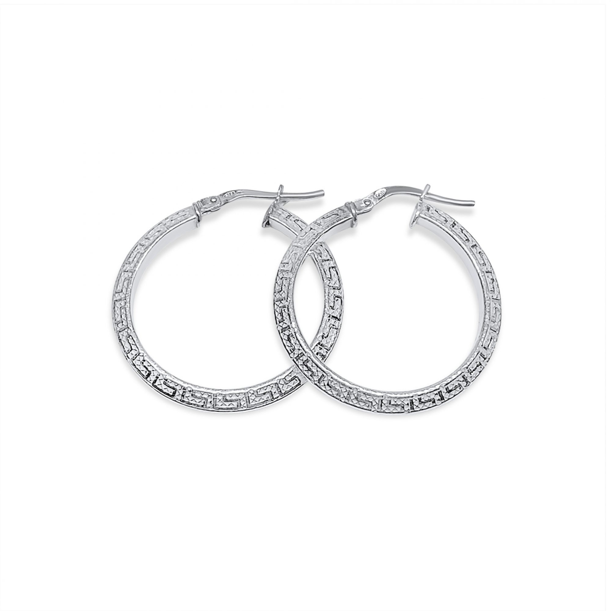 Silver hoops with meander (26mm)