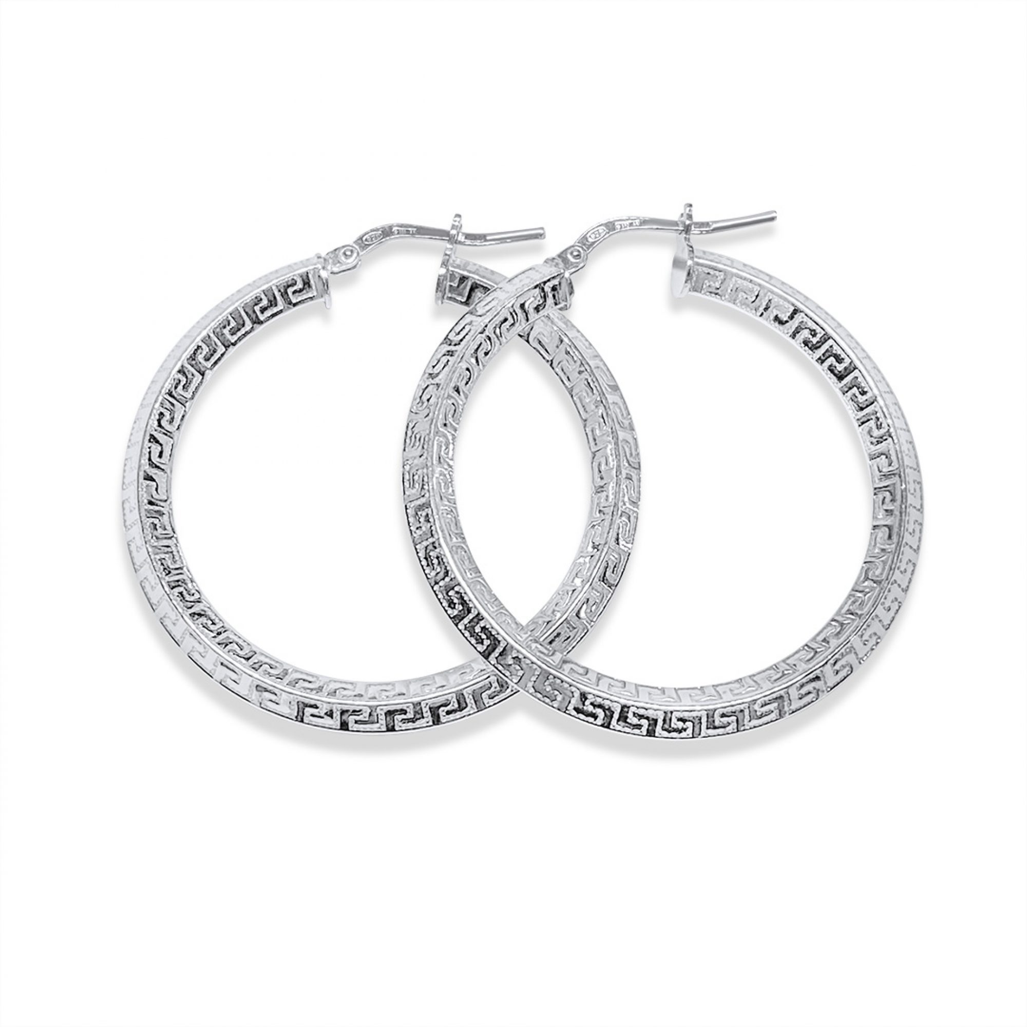 Silver hoops with meander (37mm)