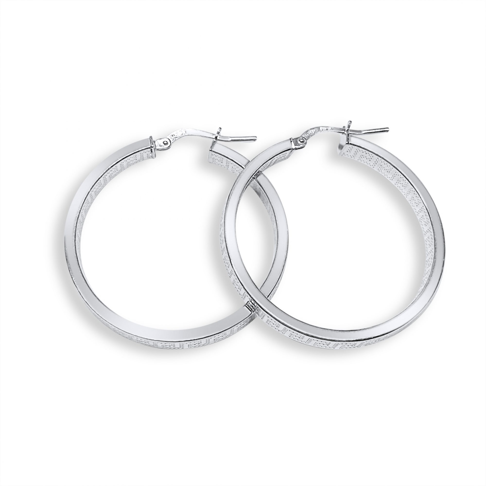 Silver hoops with meander (34mm)