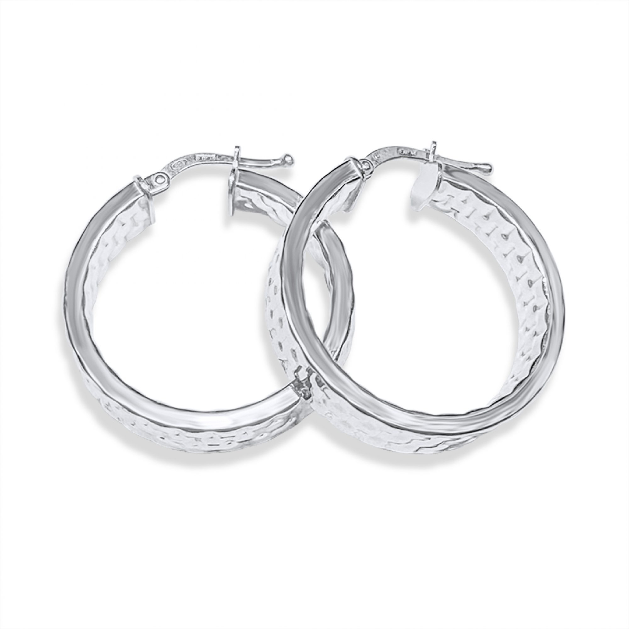 Silver wrought hoops (34mm)