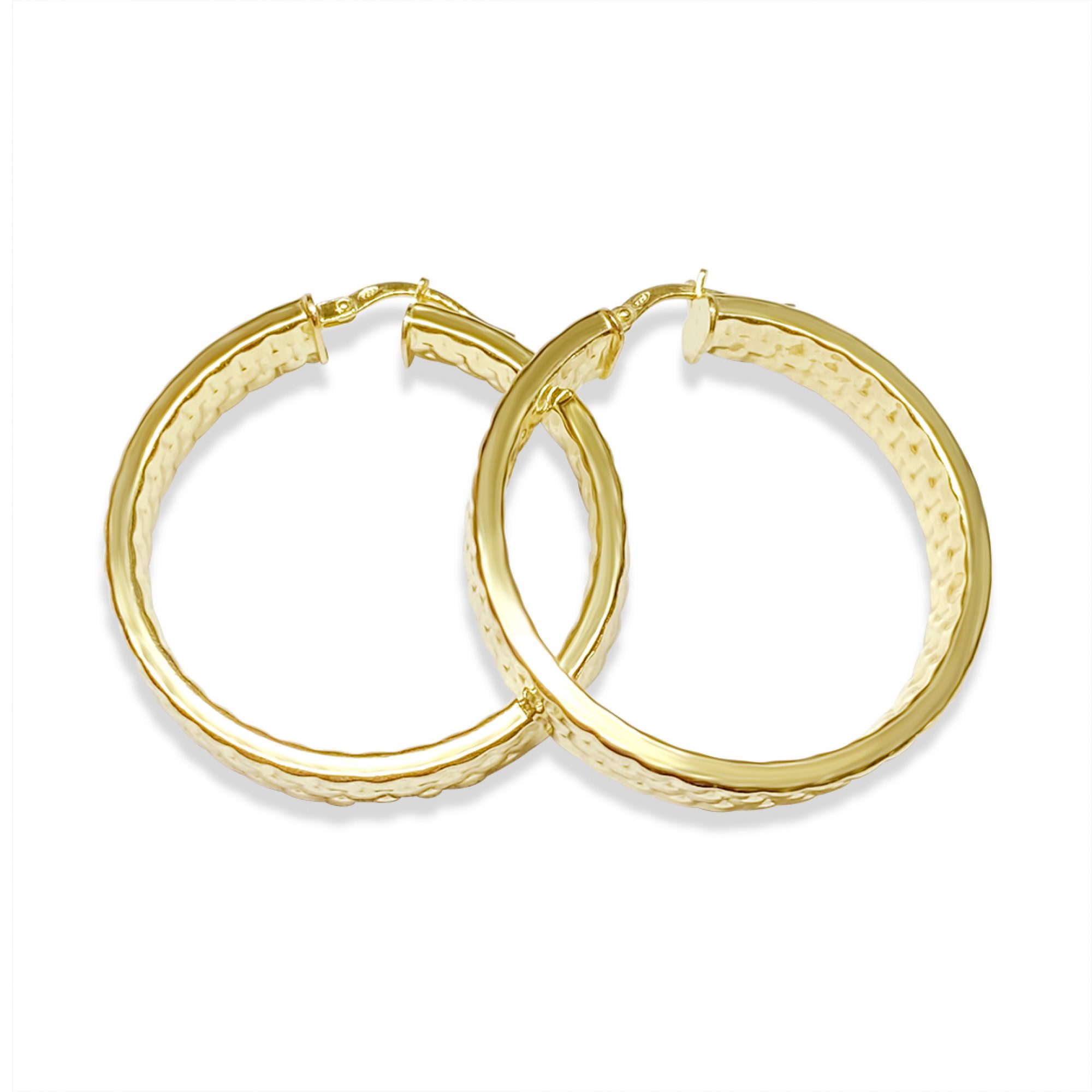 Gold plated wrought hoops (34mm)
