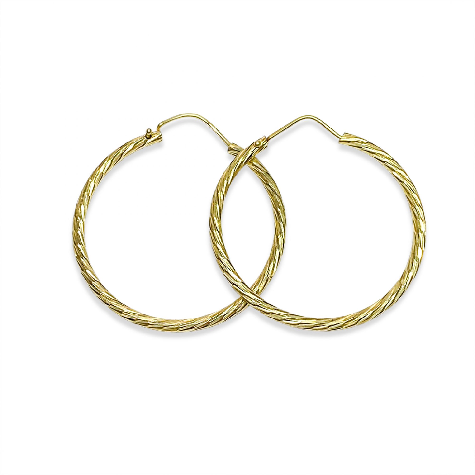 Gold plated engraved hoops (34mm)