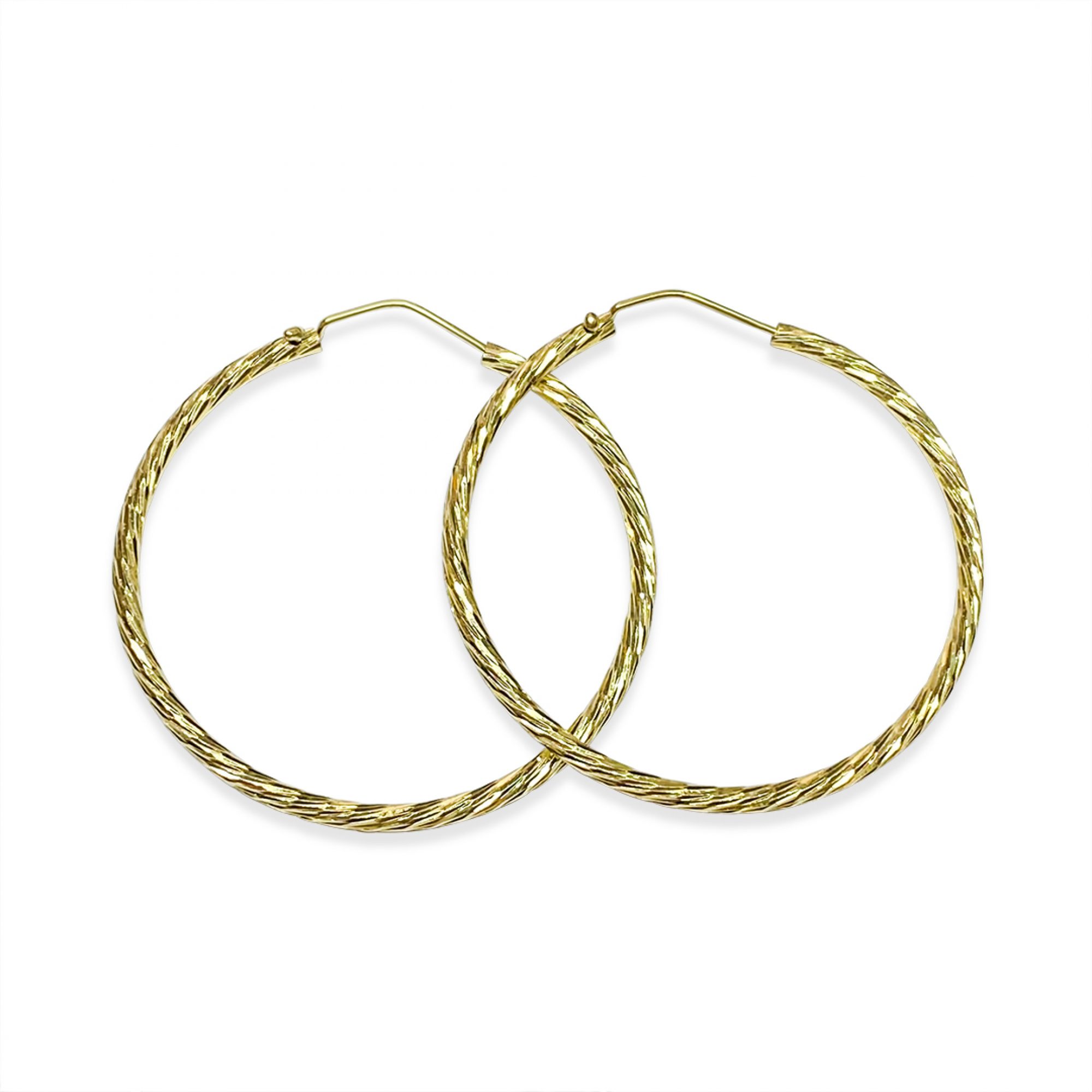 Gold plated engraved hoops (41mm)