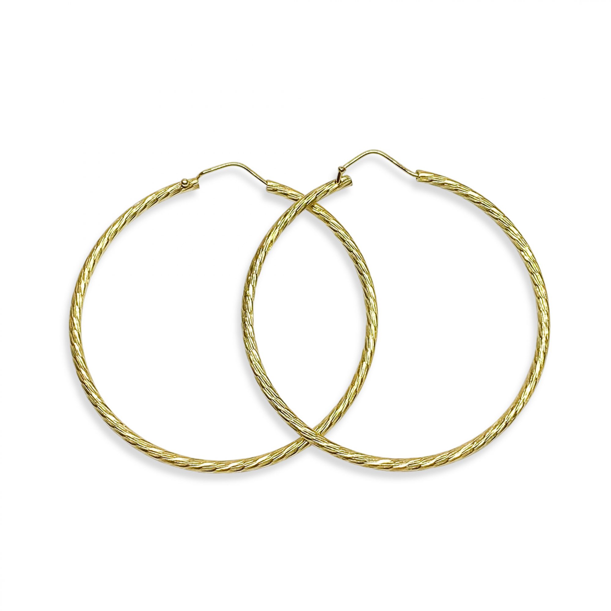 Gold plated engraved hoops (48mm)