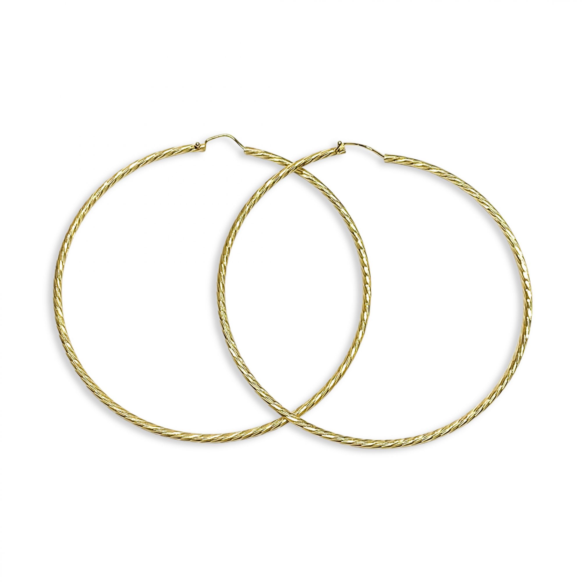 Gold plated engraved hoops (76mm)