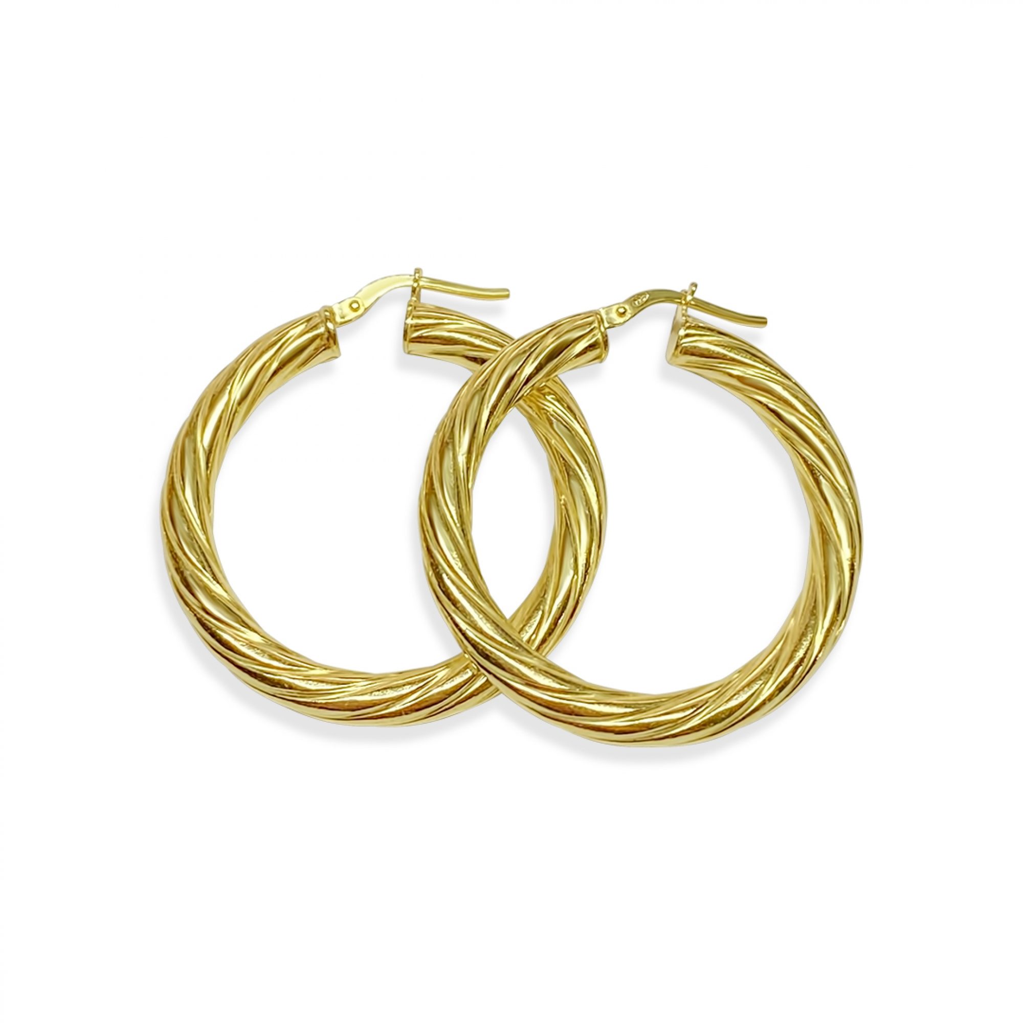 Gold plated twisted hoops (34mm)