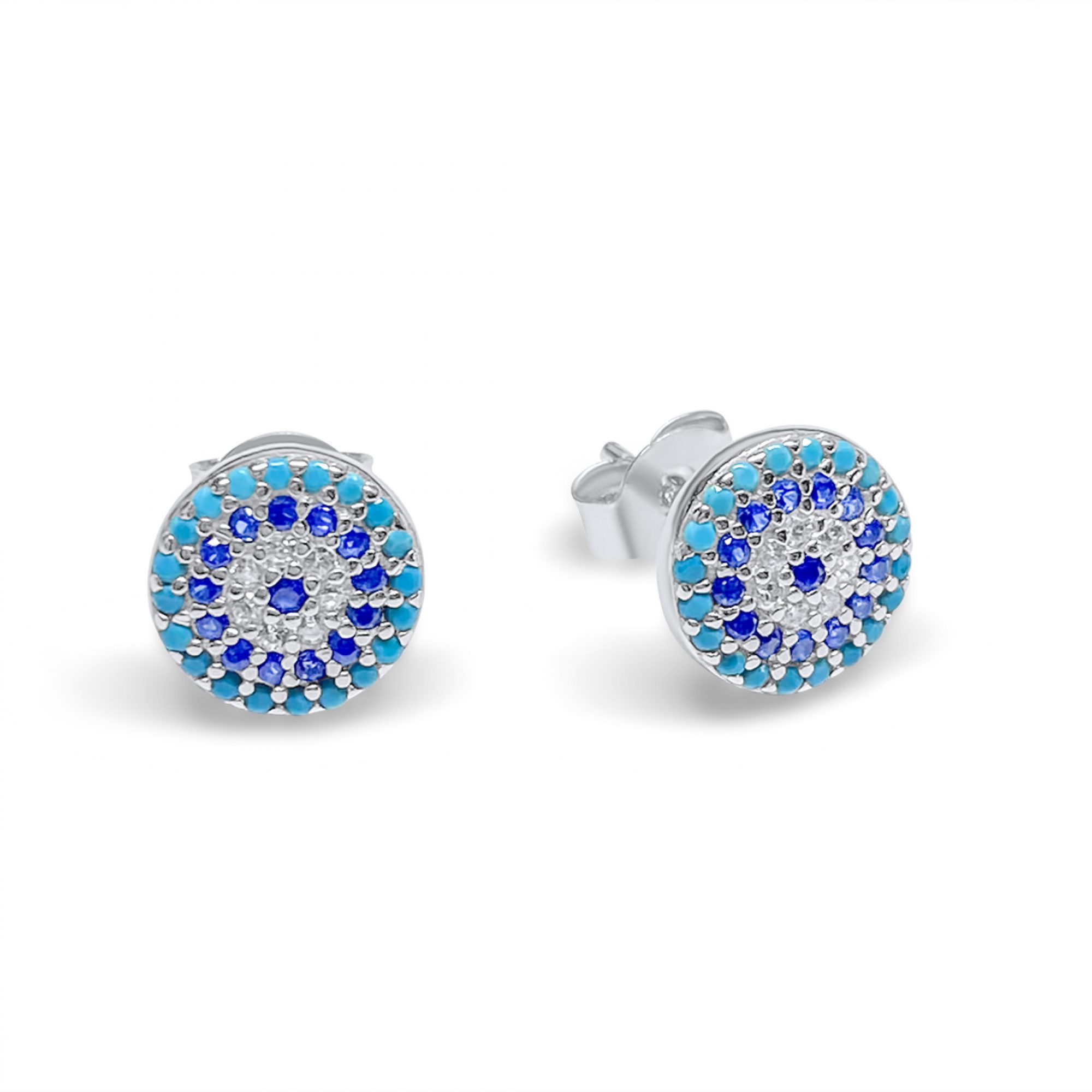 Eye stud earrings with zircon stones