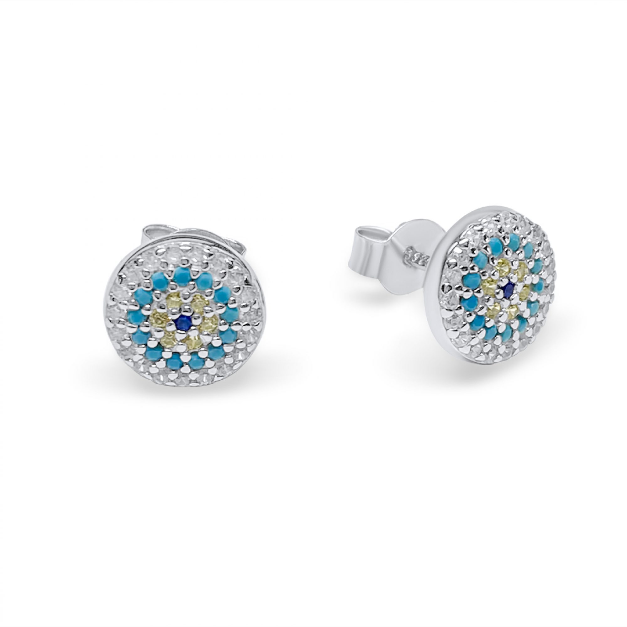 Eye stud earrings with zircon stones