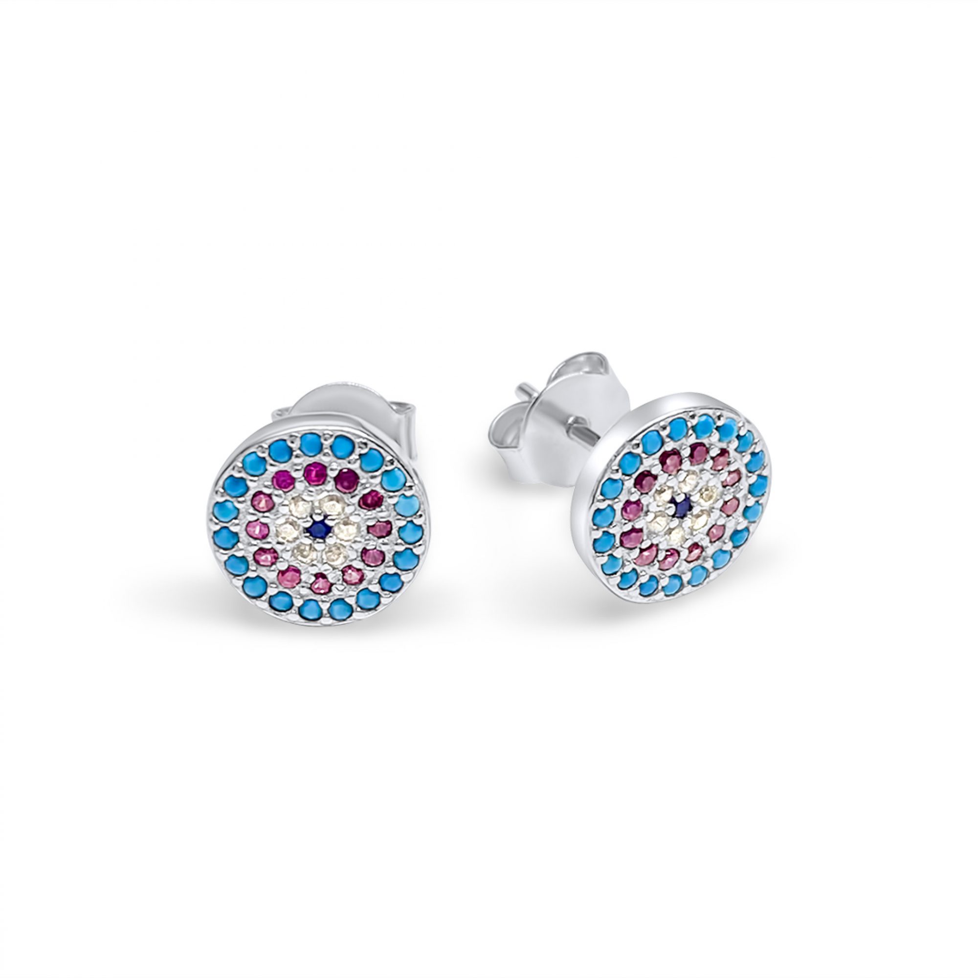Eye stud earrings with zircon stones