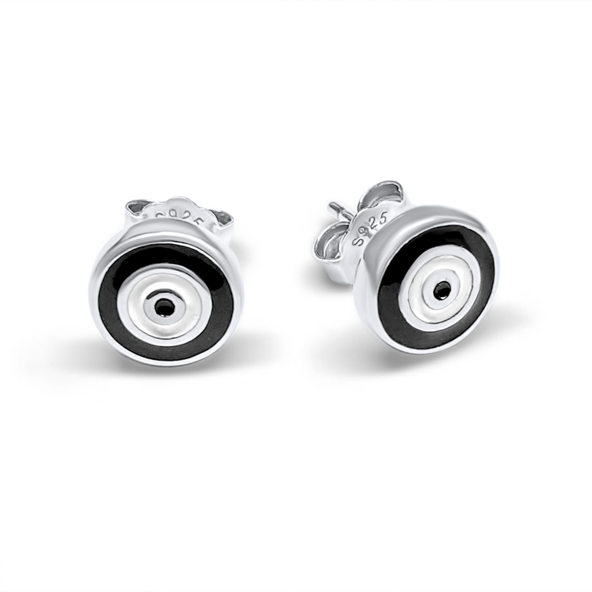 Eye stud earrings with enamel