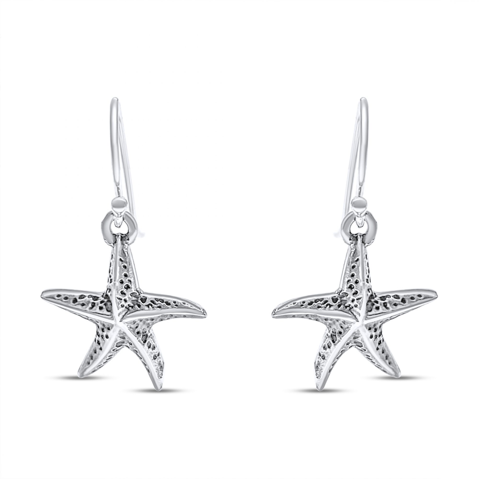 Ασημένια σκουλαρίκια με κρεμαστούς αστερίες