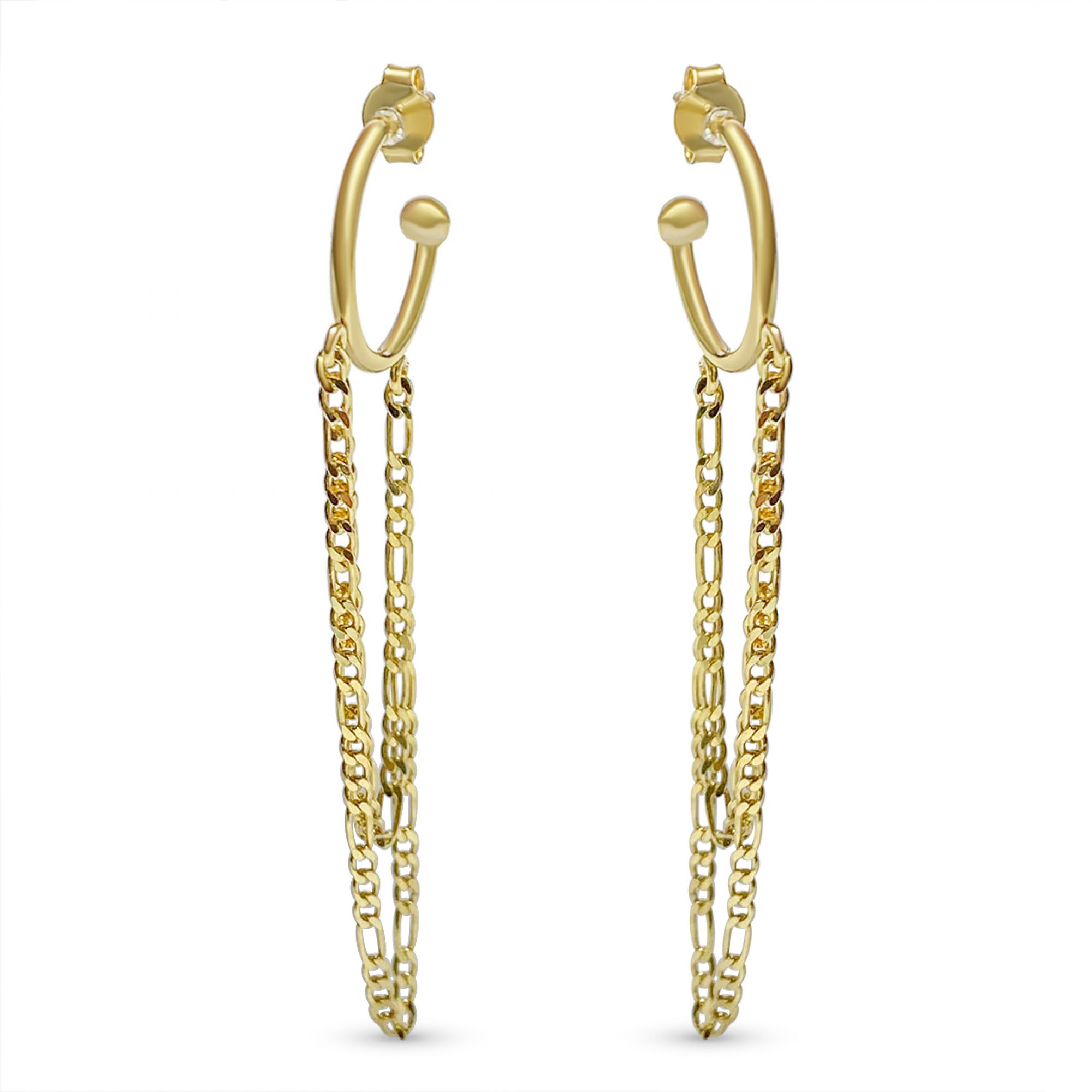 Gold plated earrings with dangle chains