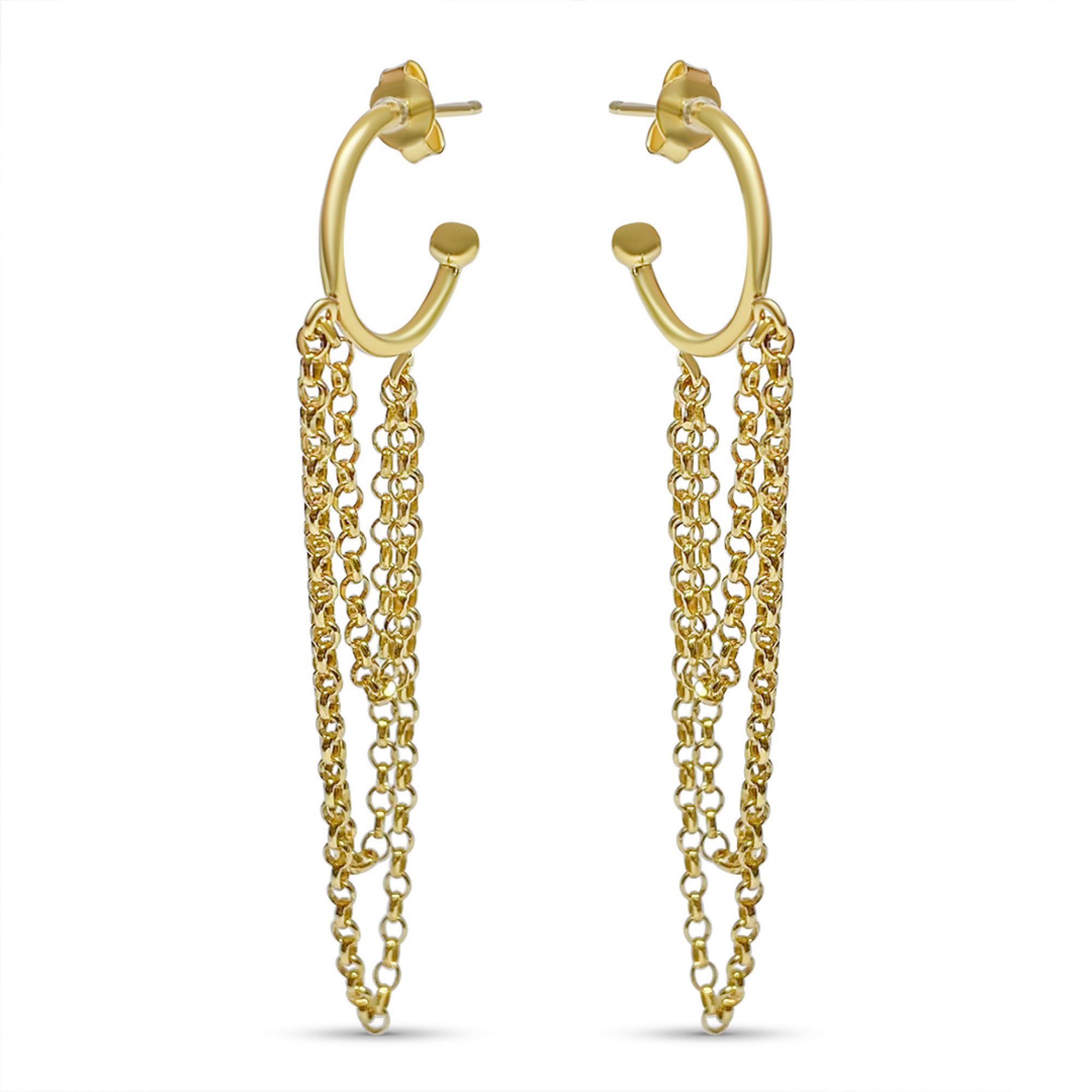 Gold plated earrings with dangle chains