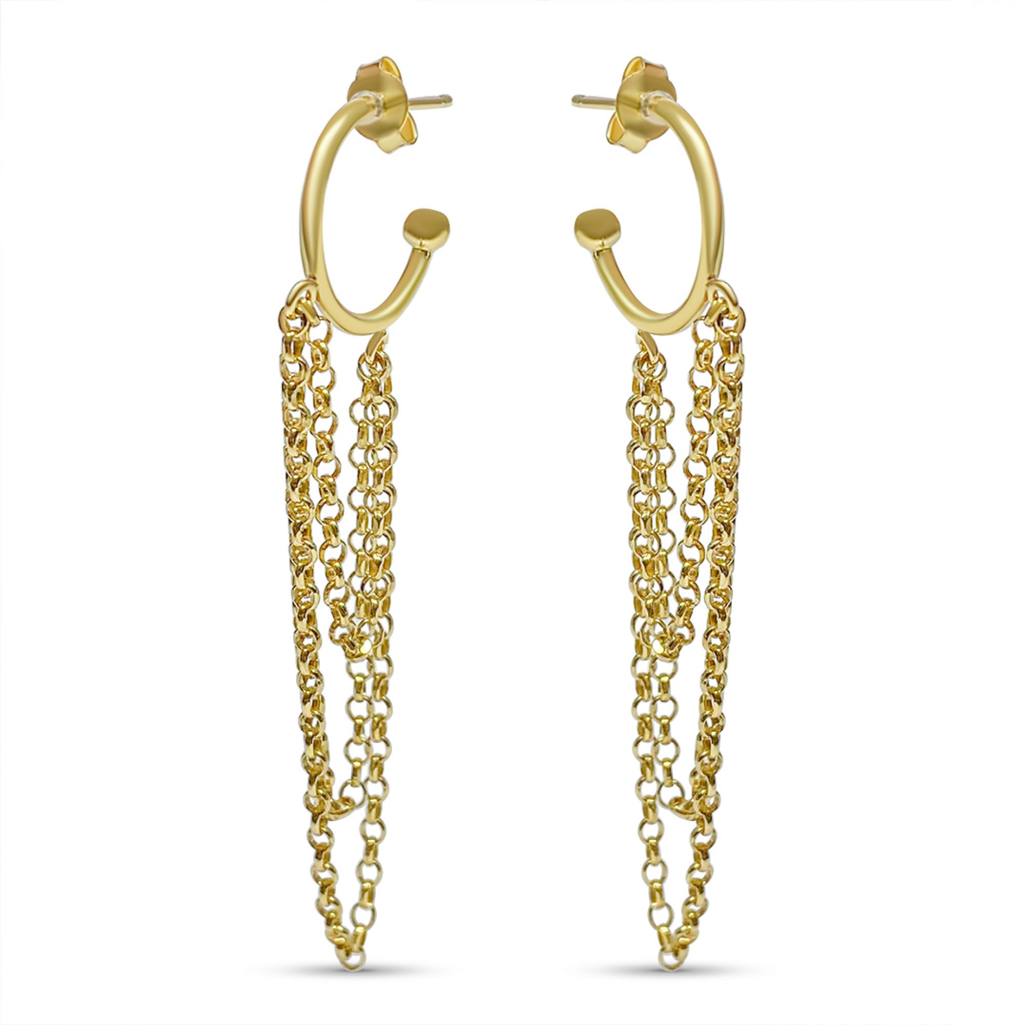 Gold plated earrings with dangle chains