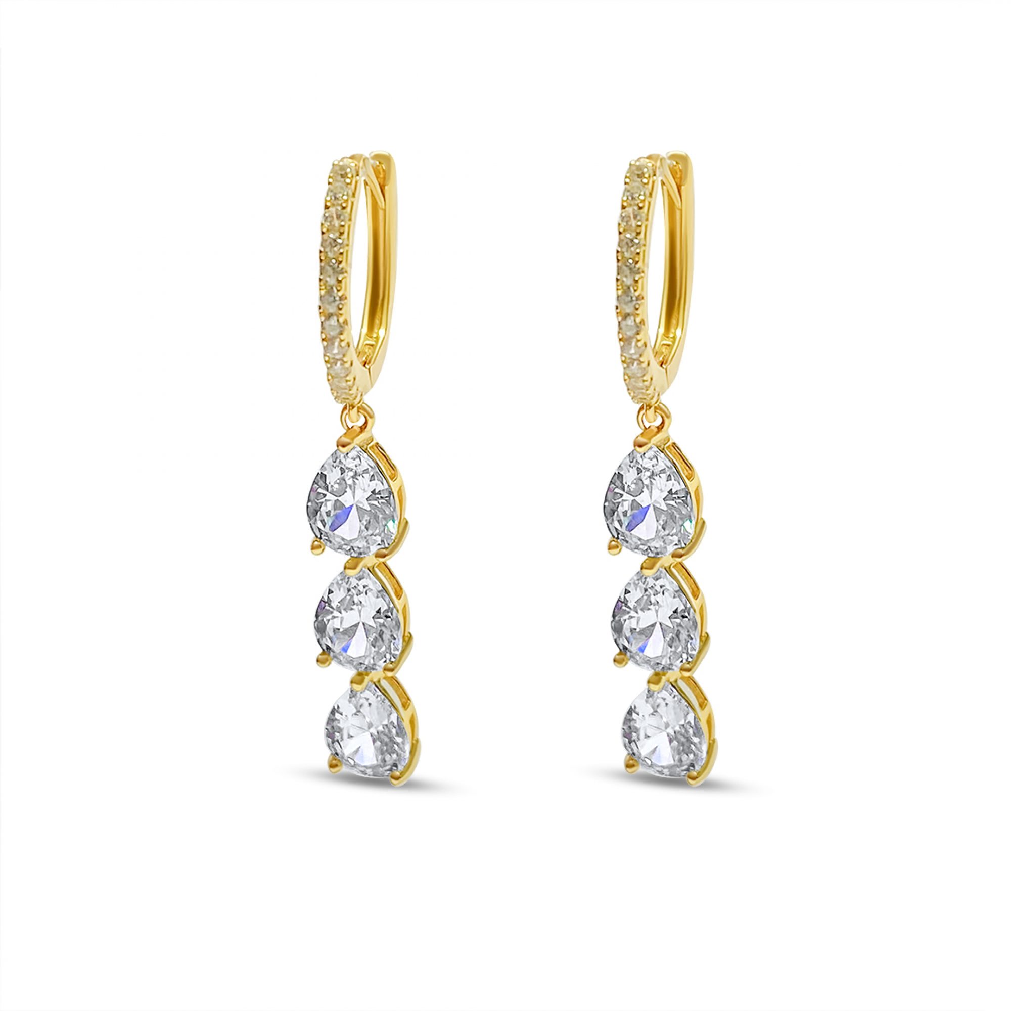 Επίχρυσα σκουλαρίκια με πέτρες ζιργκόν