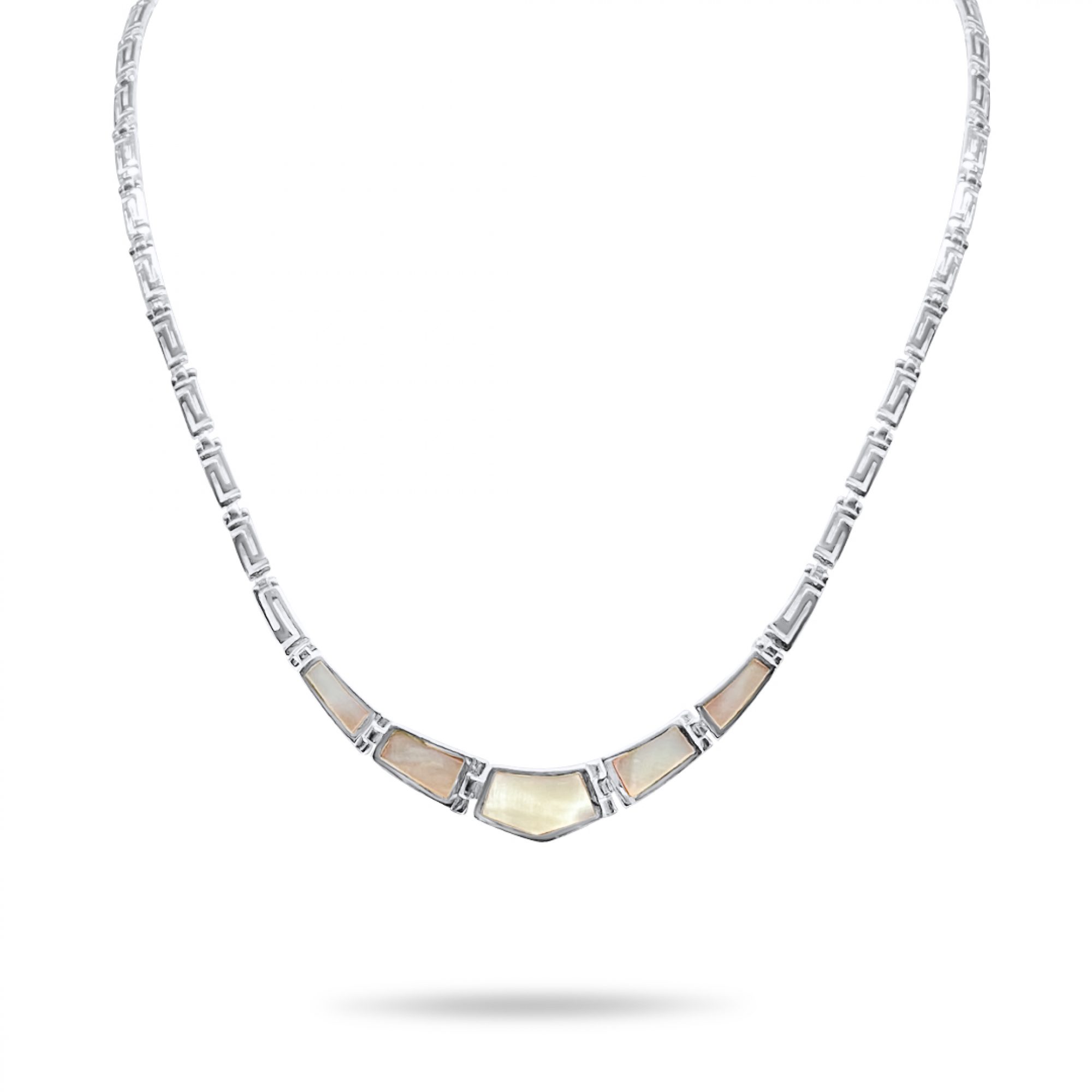 Meander necklace with mother of pearl stones