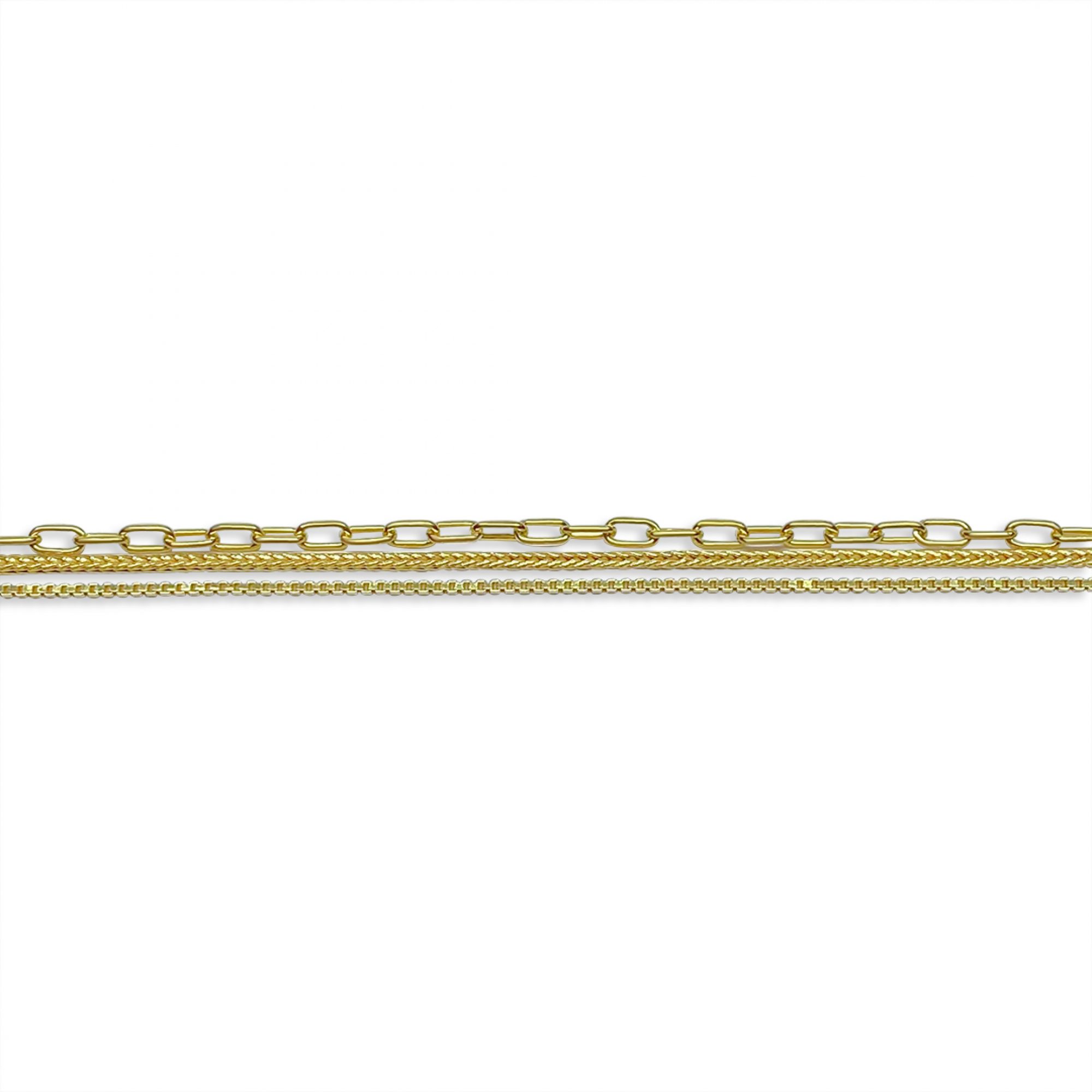 Gold plated triple chain bracelet