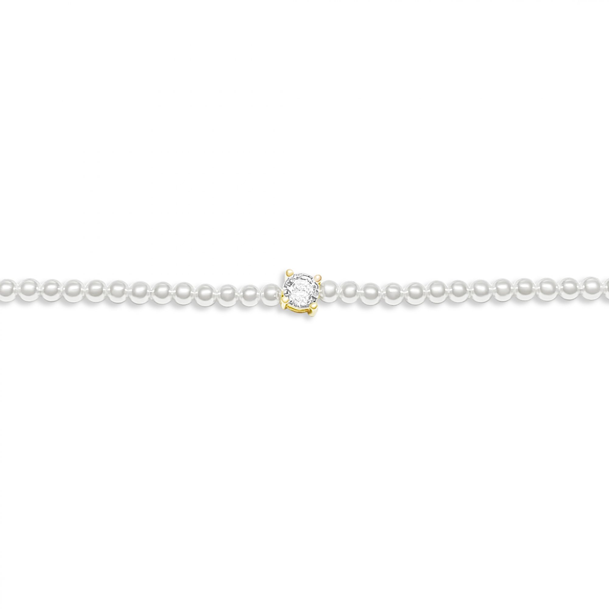 Gold plated bracelet with zircon stone and pearls