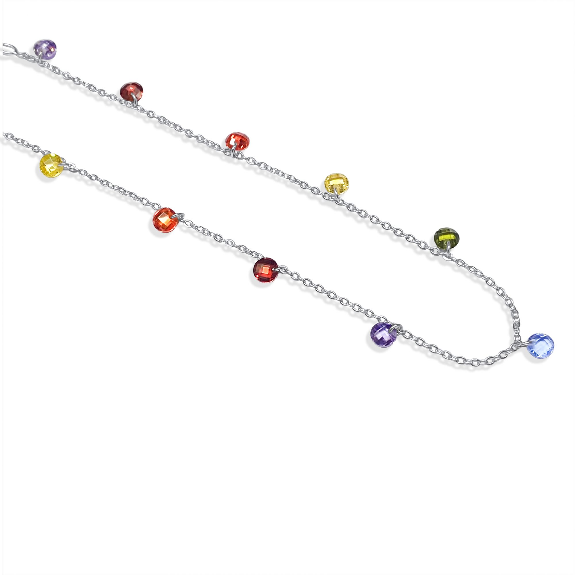 Anklet with multicoloured zircon dangles