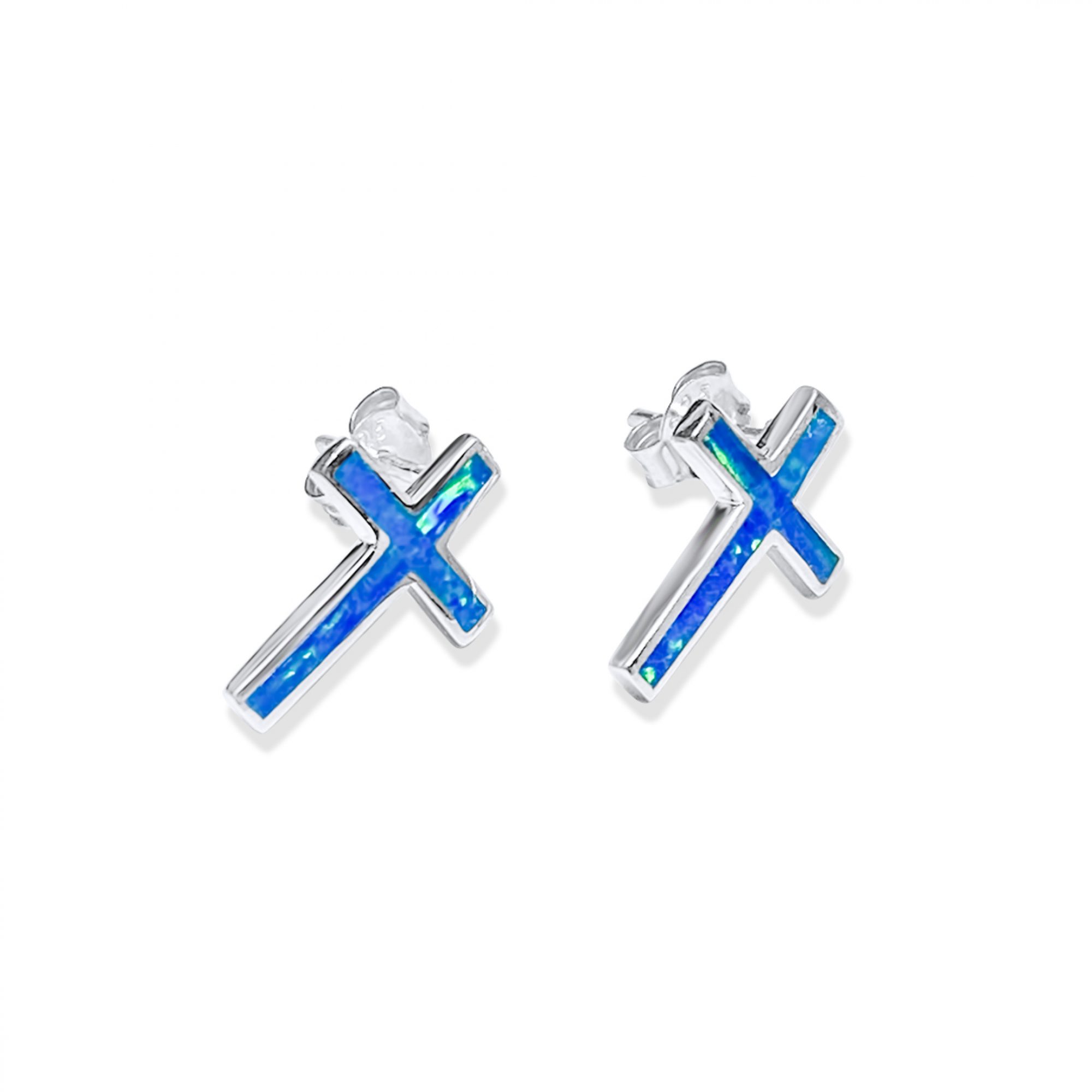Stud cross opal earrings 