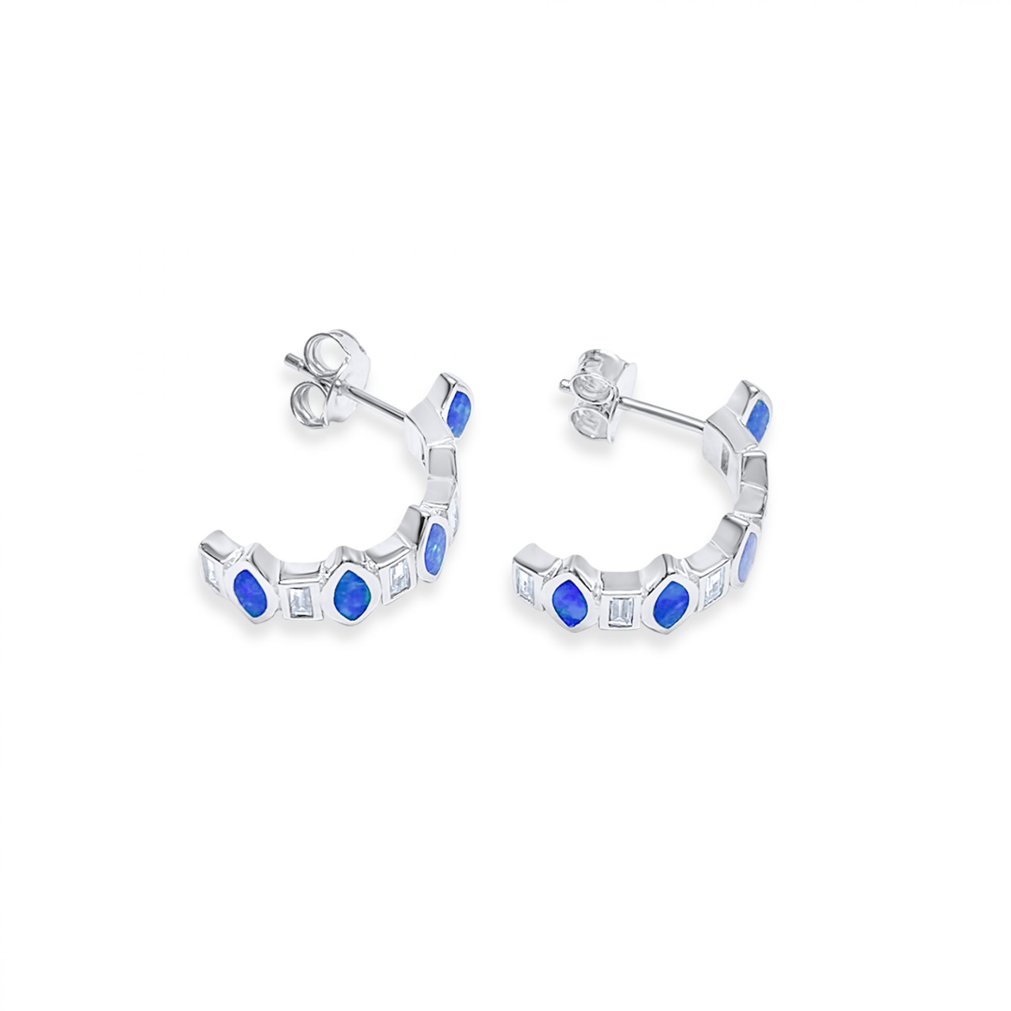 Dangle opal earrings with zircon stones