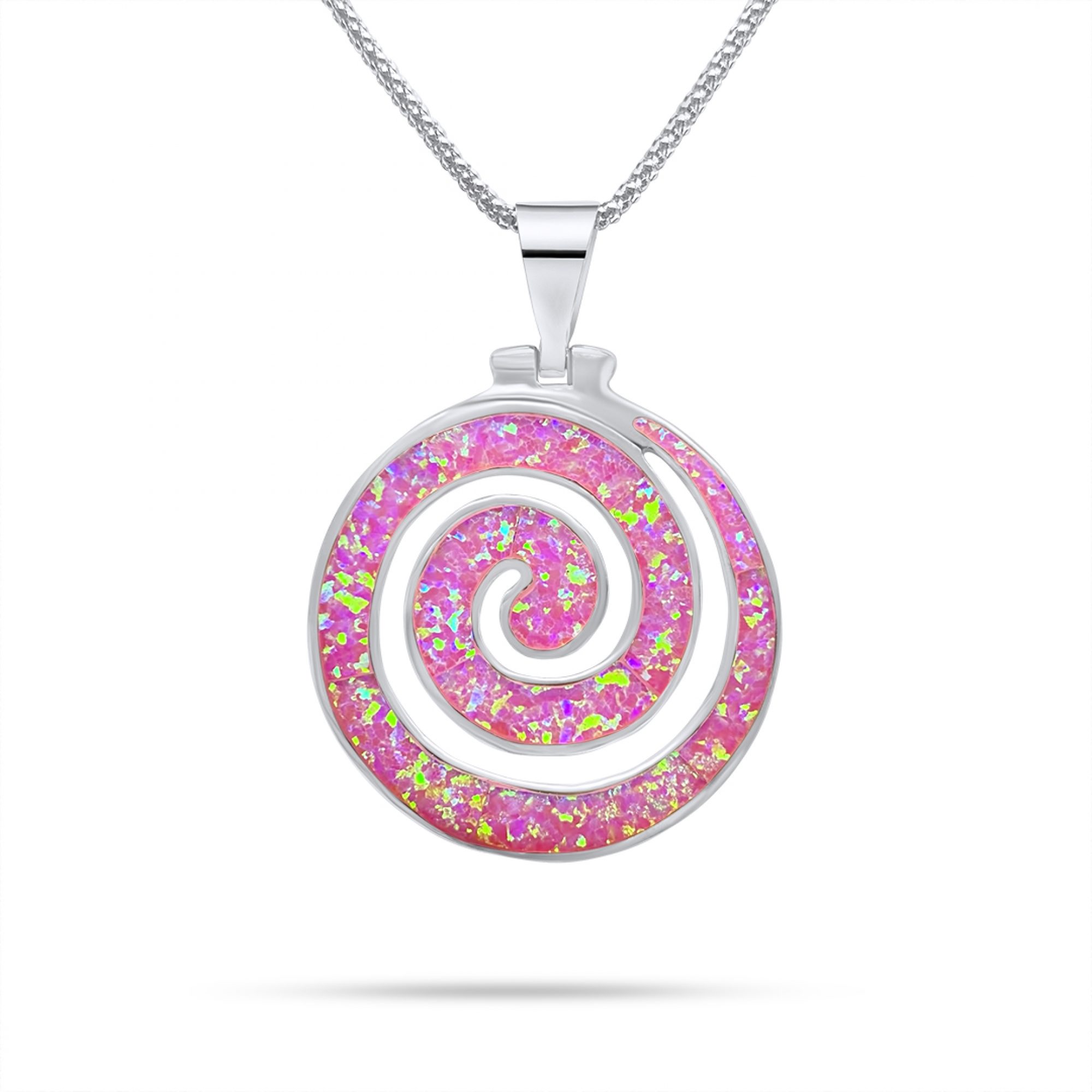 Pink opal spiral pendant