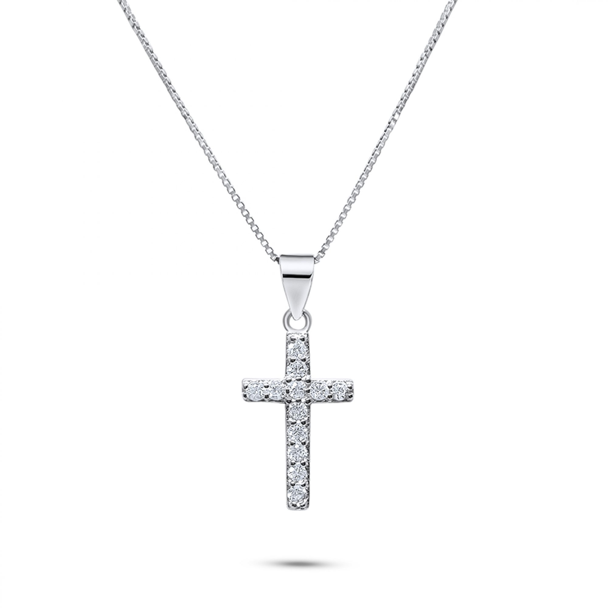 Cross necklace with zircon stones