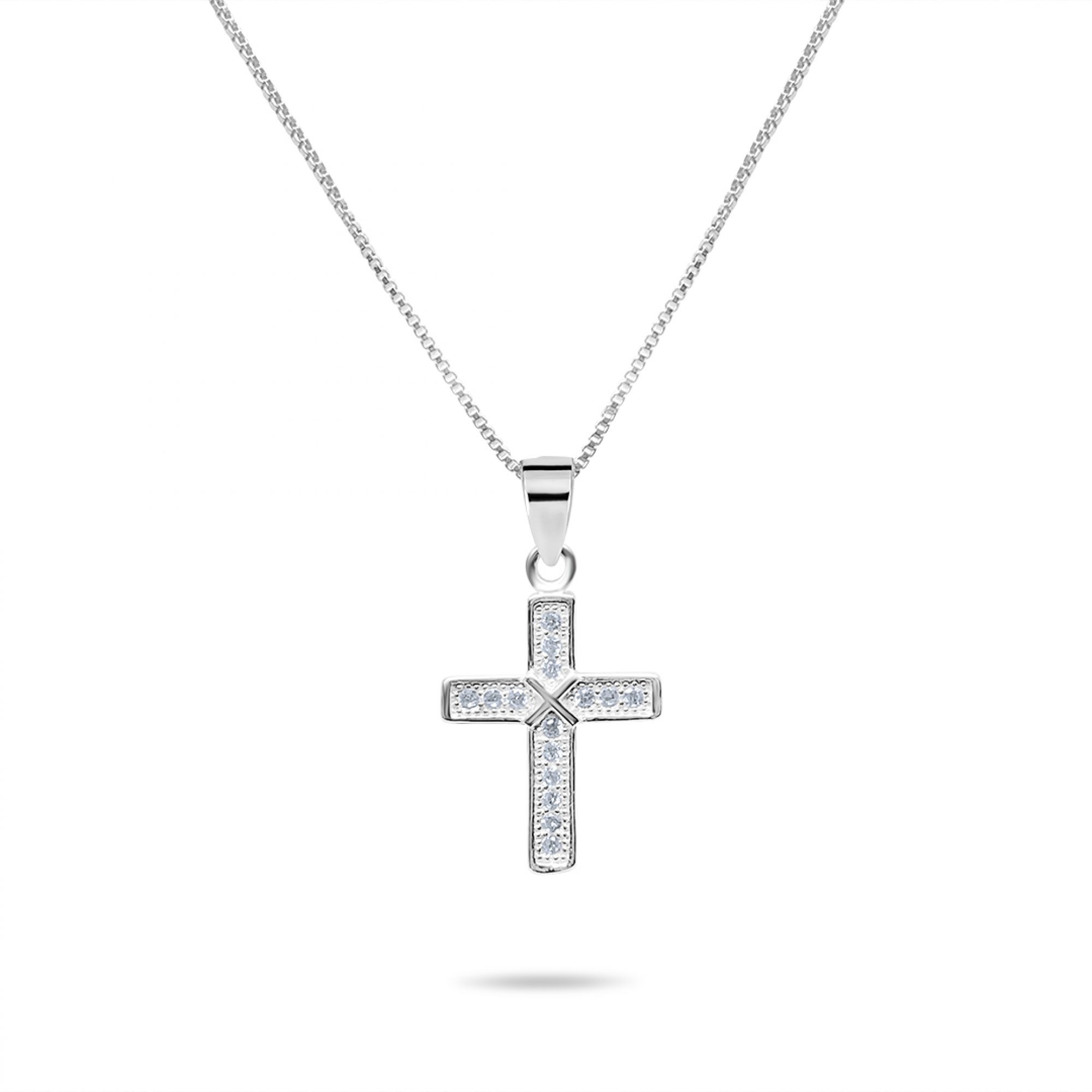 Cross necklace with zircon stones