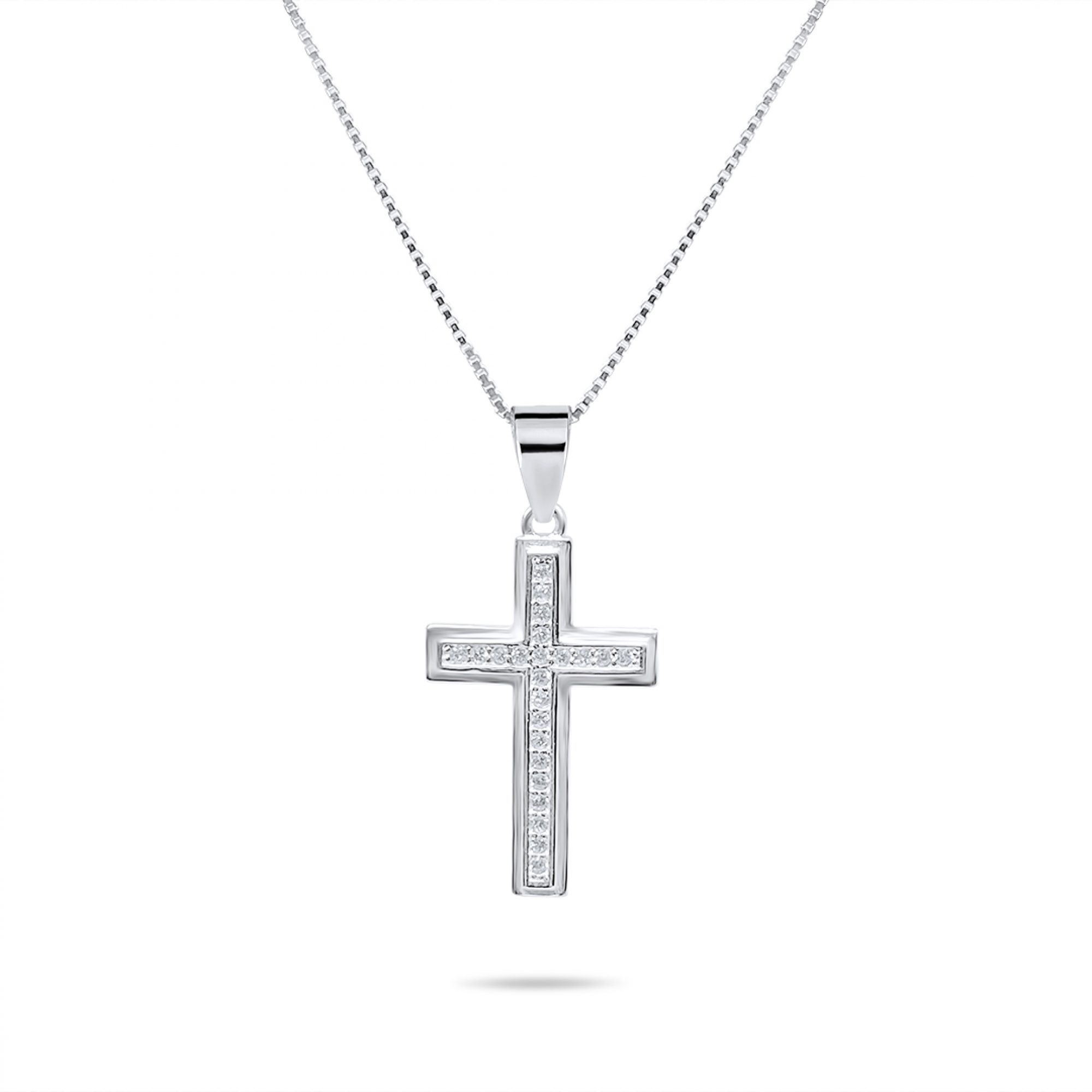 Cross necklace with zircon stones