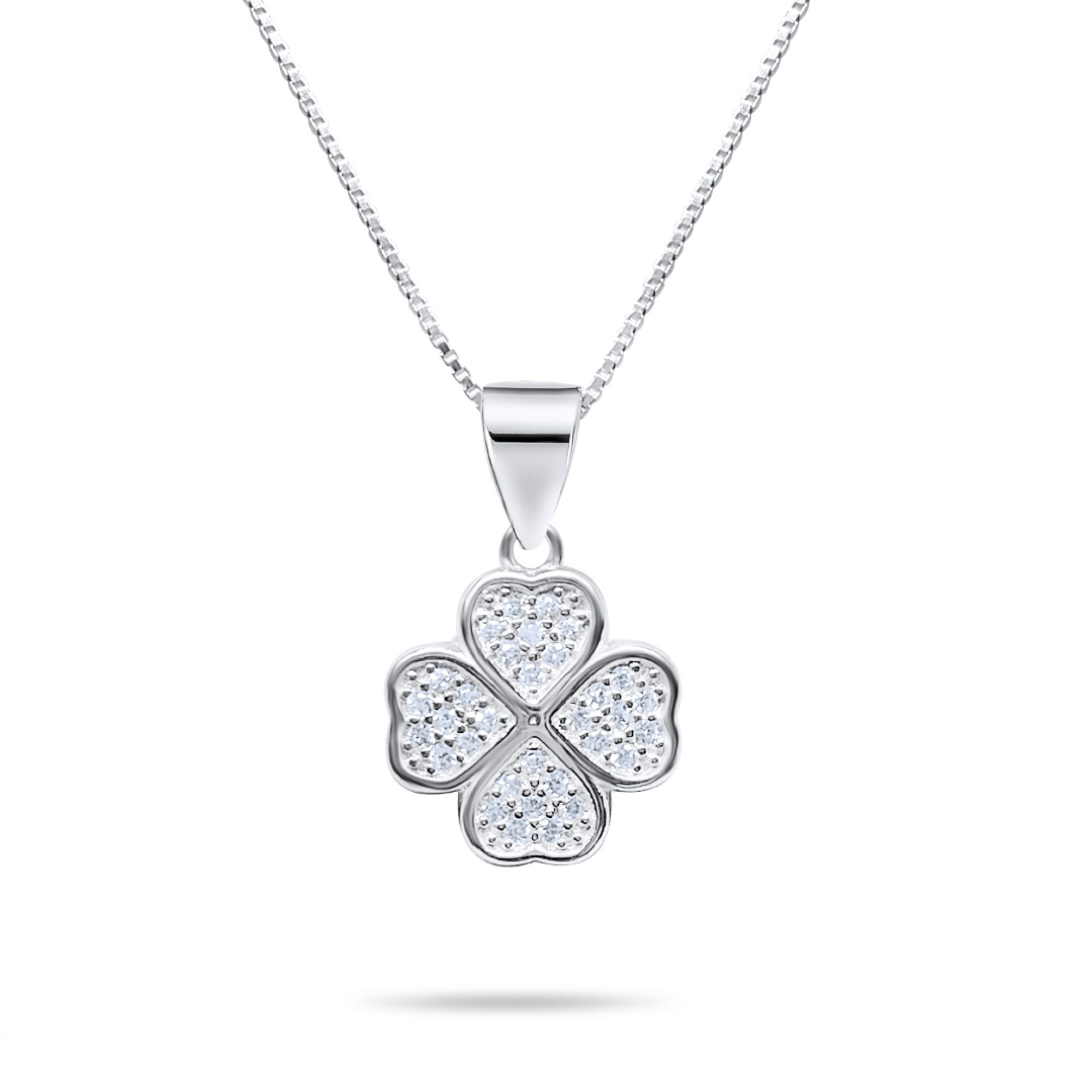 Κολιέ τετράφυλλο τριφύλλι με πέτρες ζιργκόν