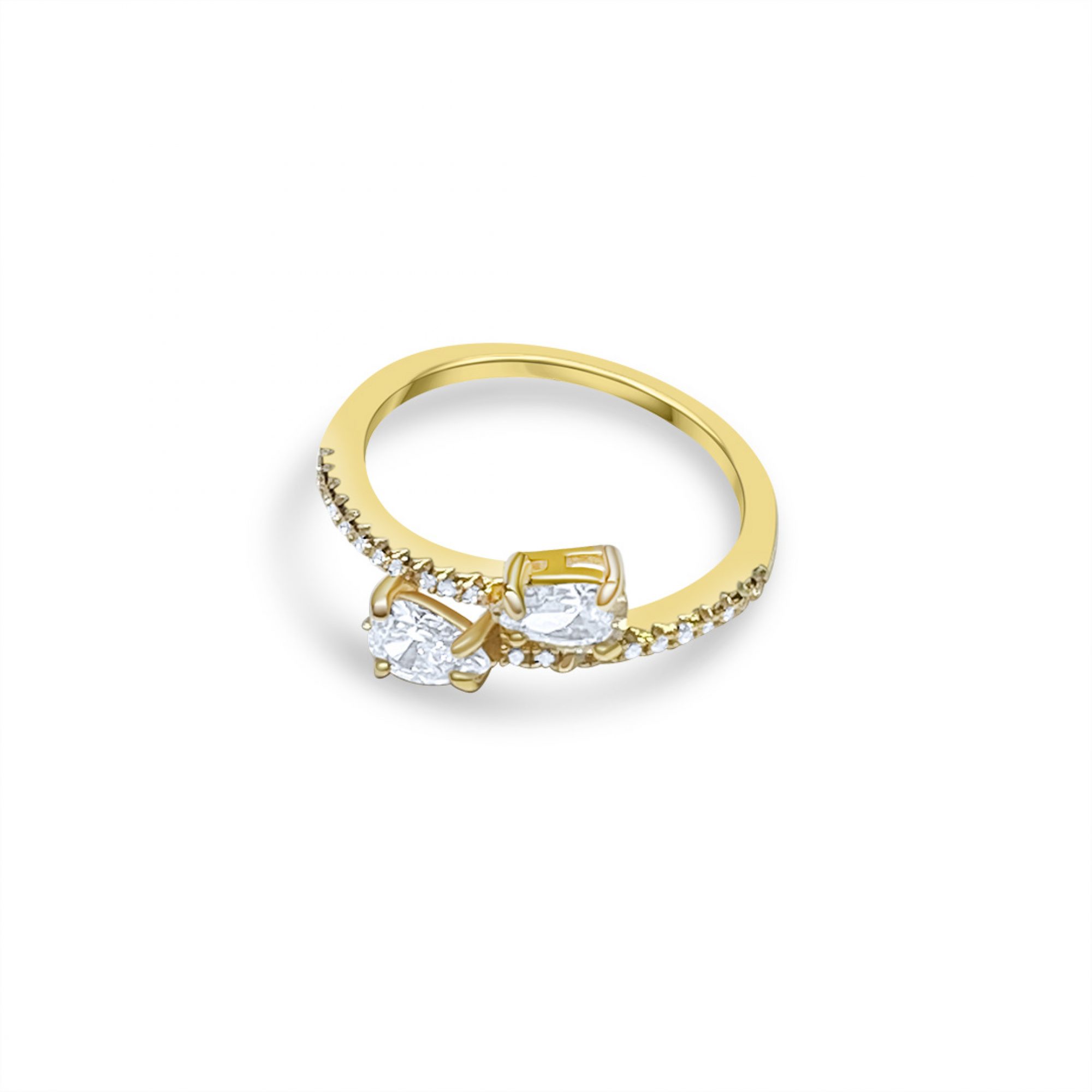 Gold plated ring with zircon stones