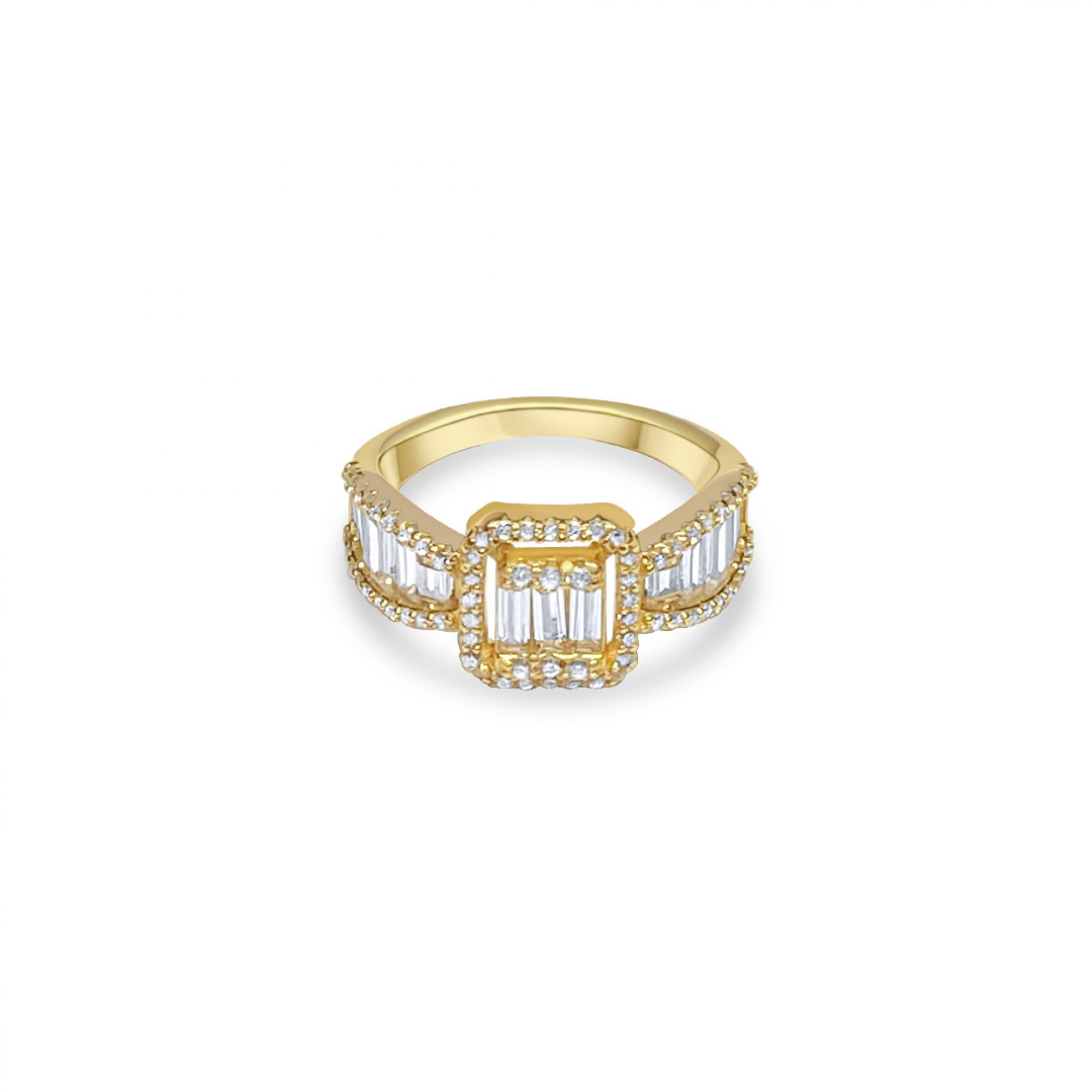 Gold plated ring with zircon stones