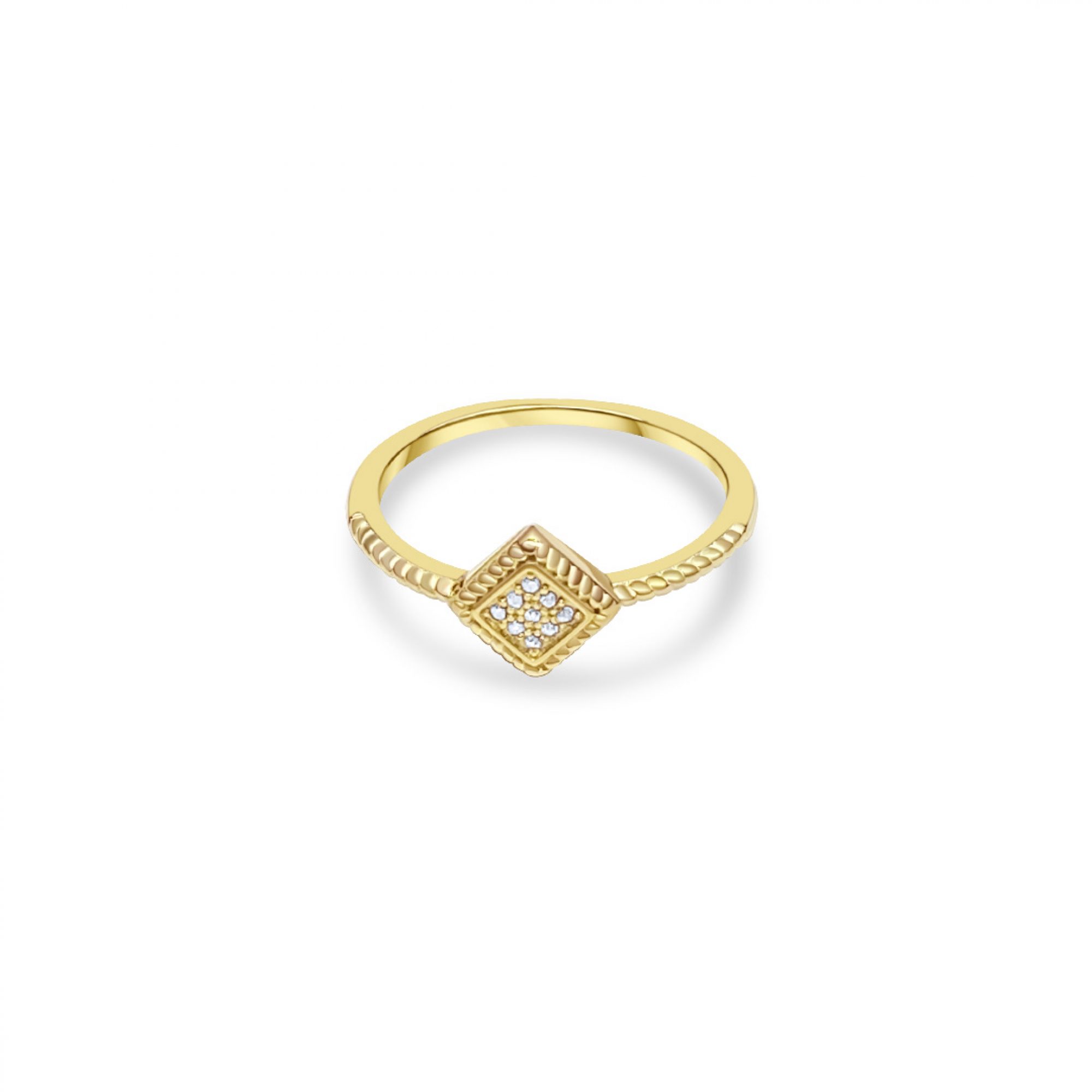 Gold plated ring with zircon stones