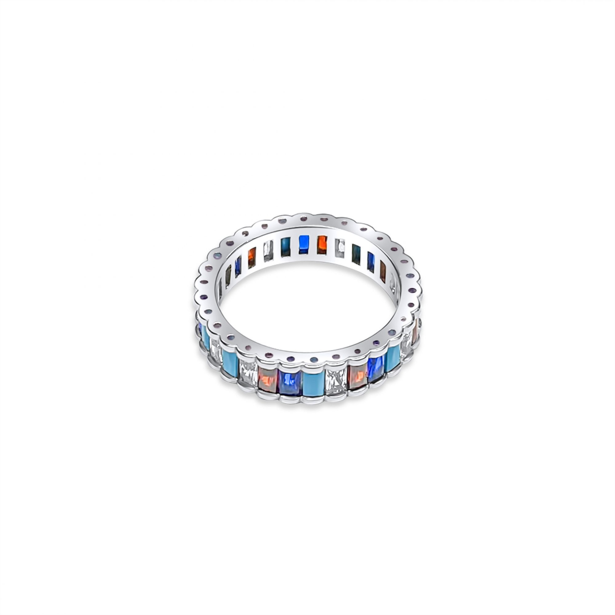Ring with zircon and turquoise stones