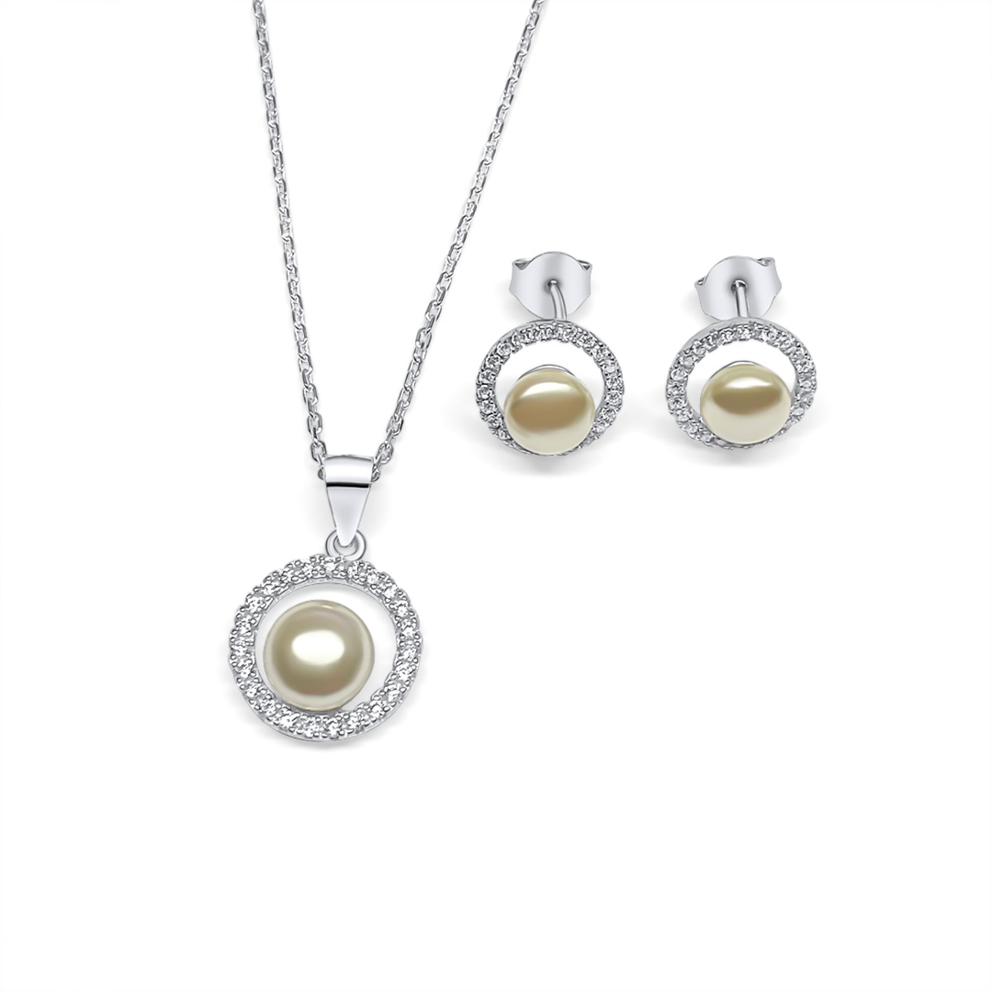 Set with pearl and zircon stones
