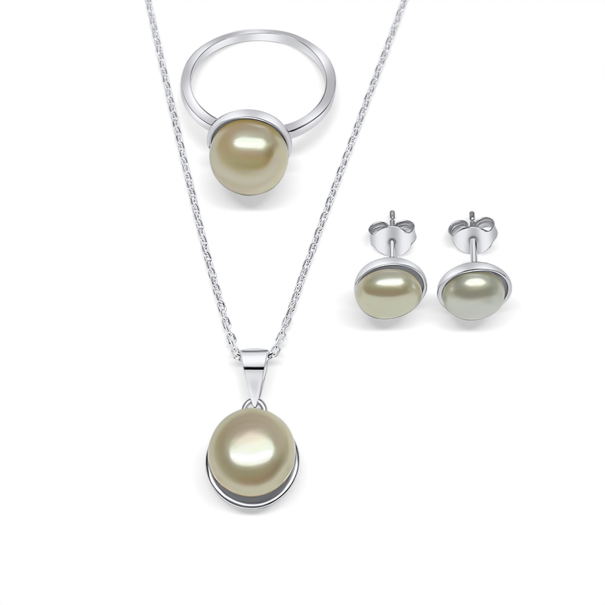 Set with pearl and zircon stones