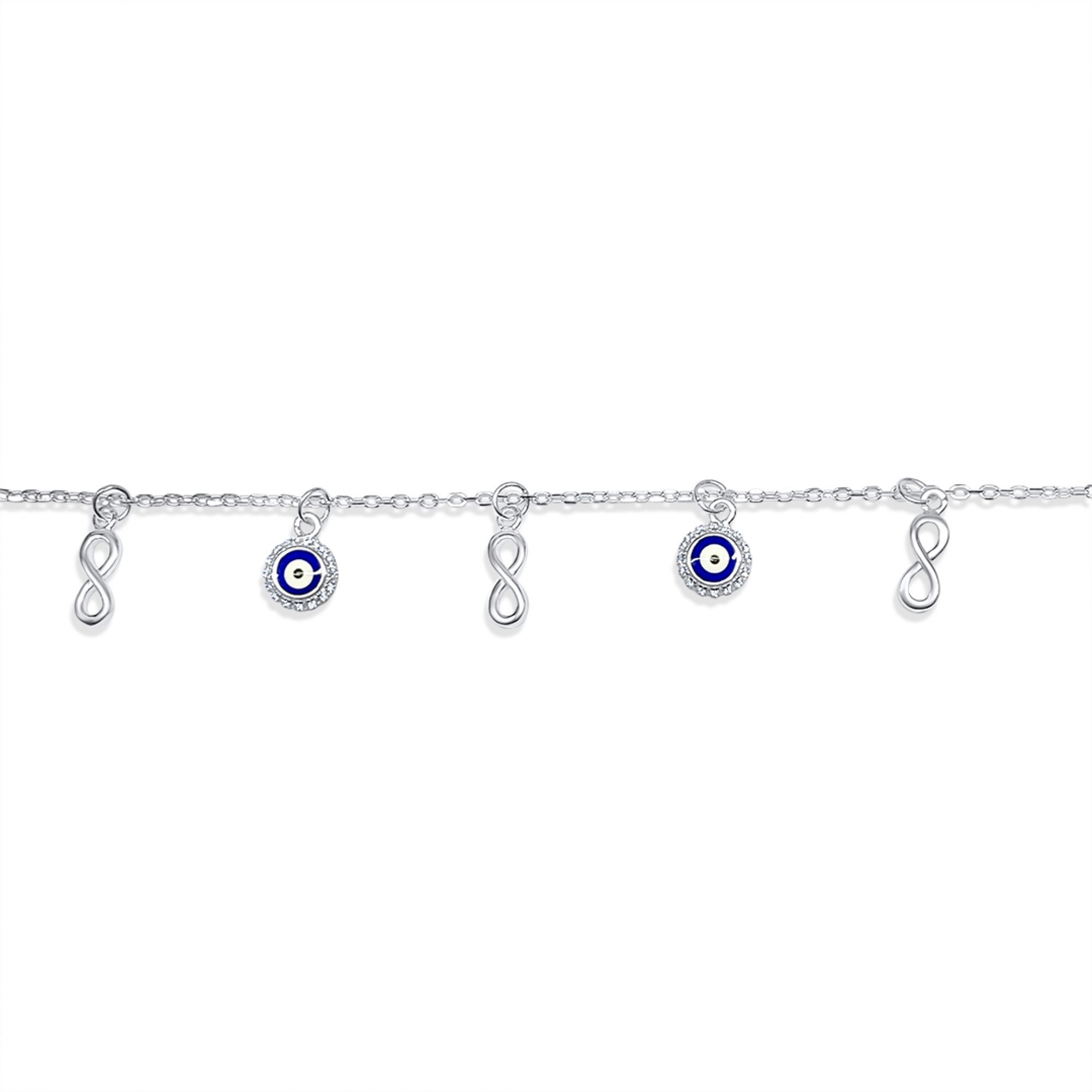 Anklet with eye and infinity dangles