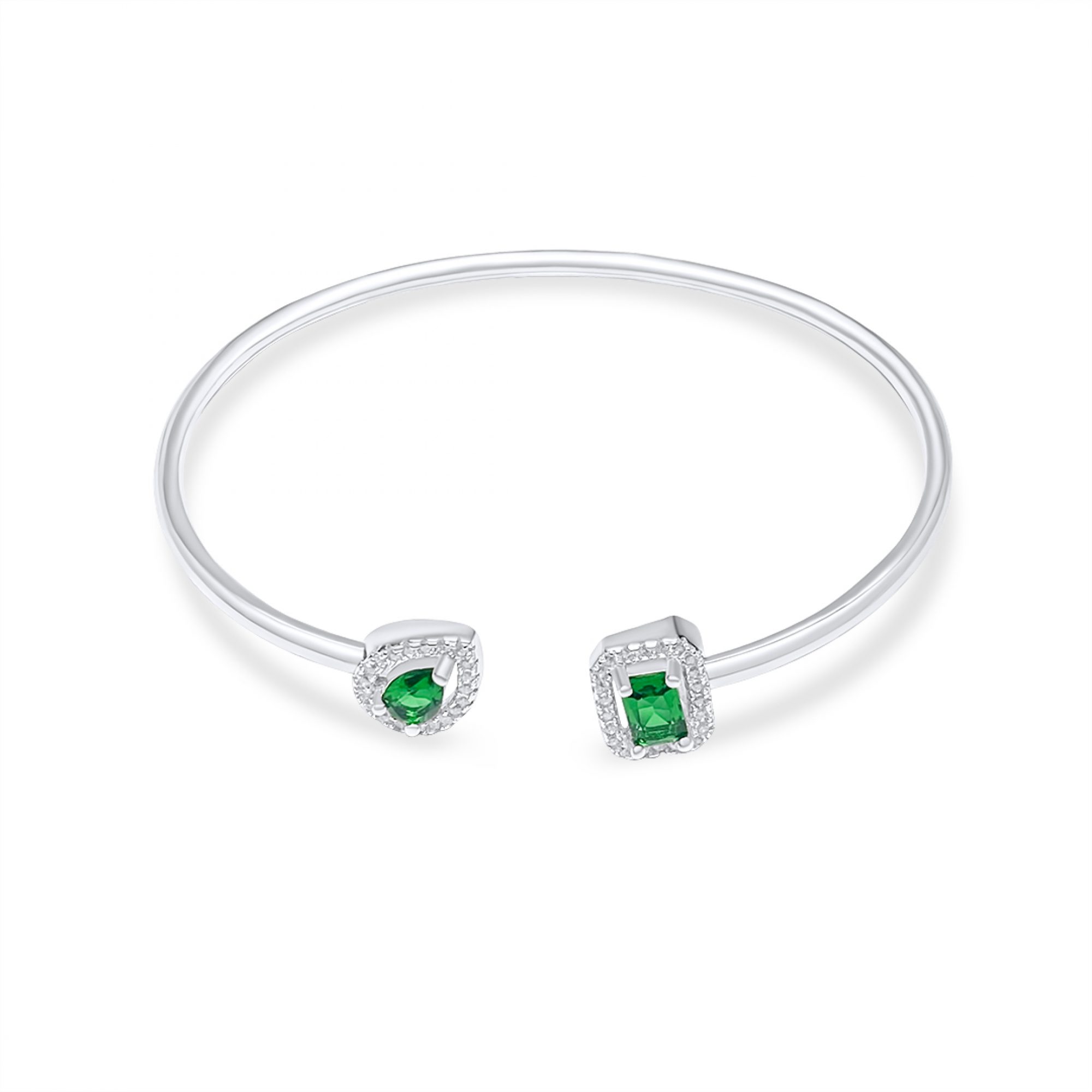 Adjustable bracelet with emerald and zircon stones