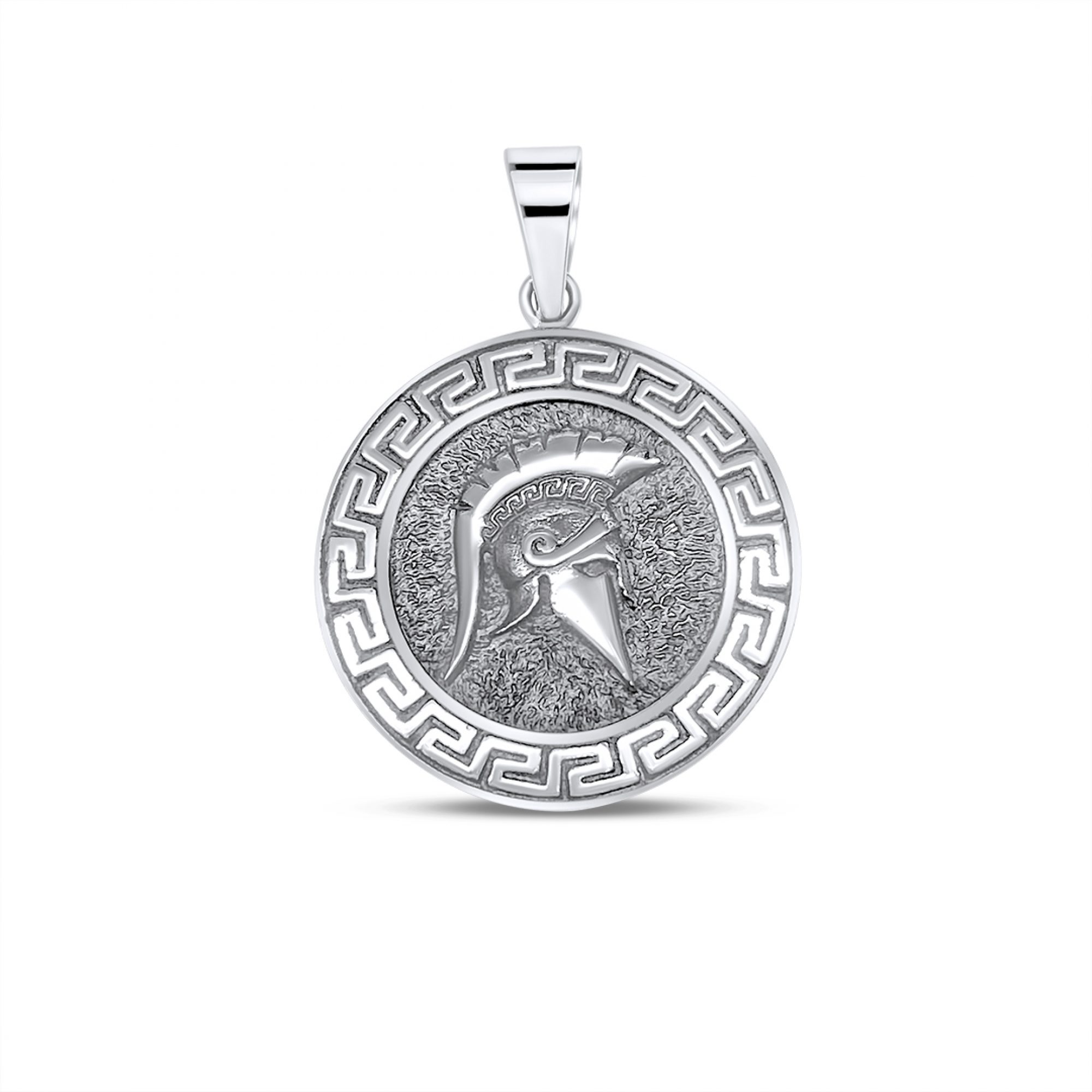 Ancient Greek helmet pendant with meander