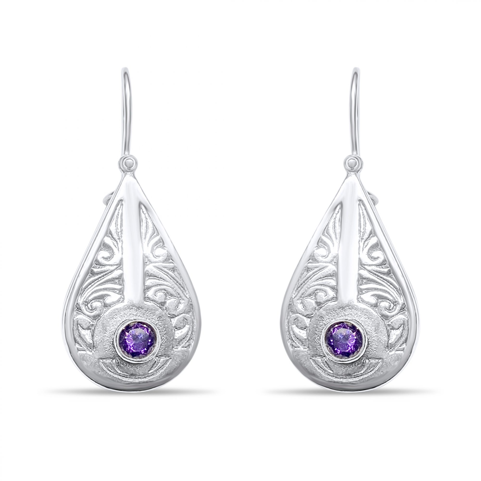 Οξειδωμένα σκουλαρίκια με πέτρες αμέθυστο