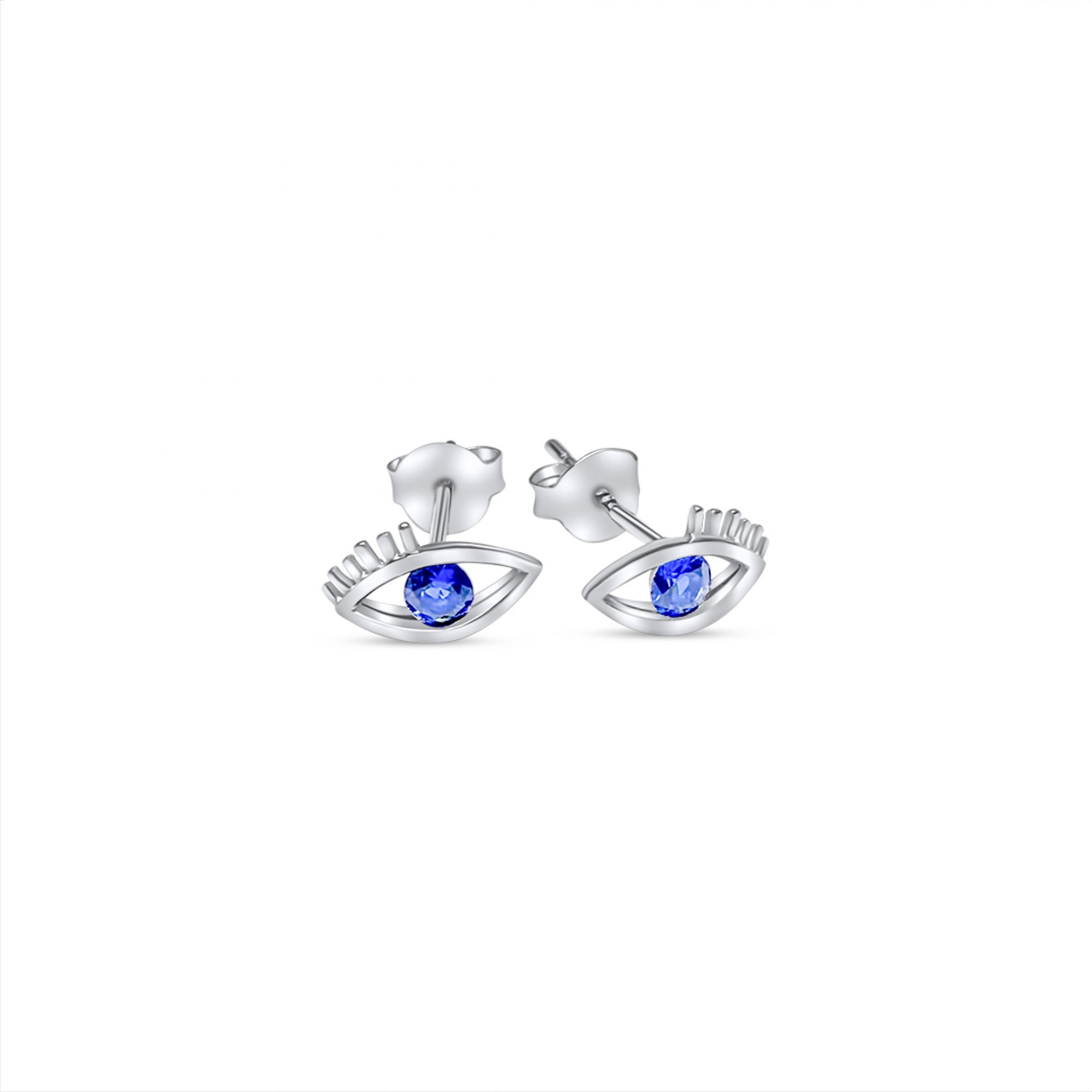 Eye stud earrings with zircon stone