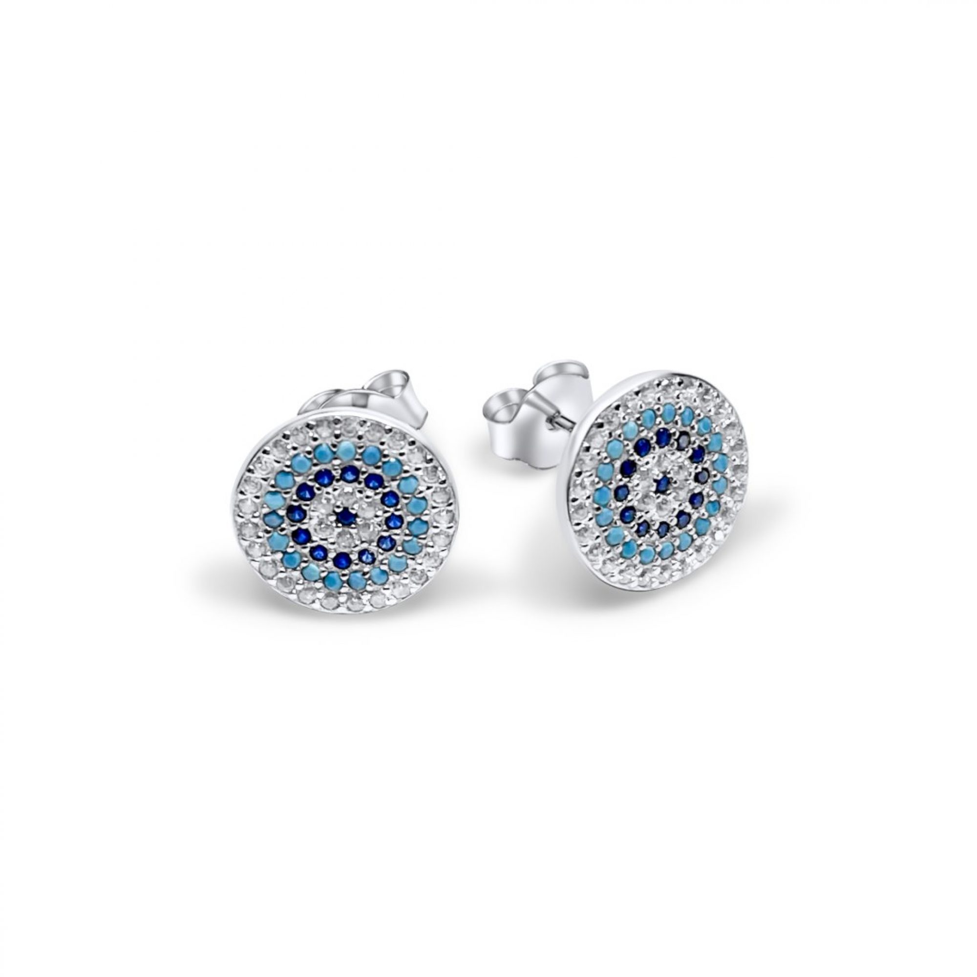 Eye stud earrings with zircon stones