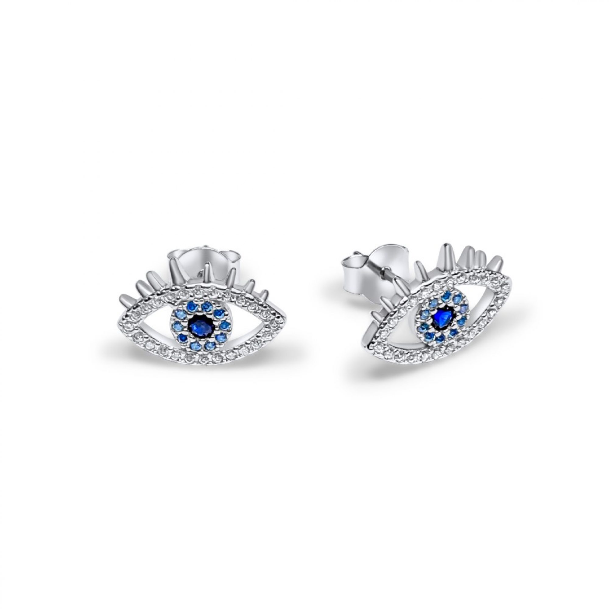 Eye stud earrings with zircon stones
