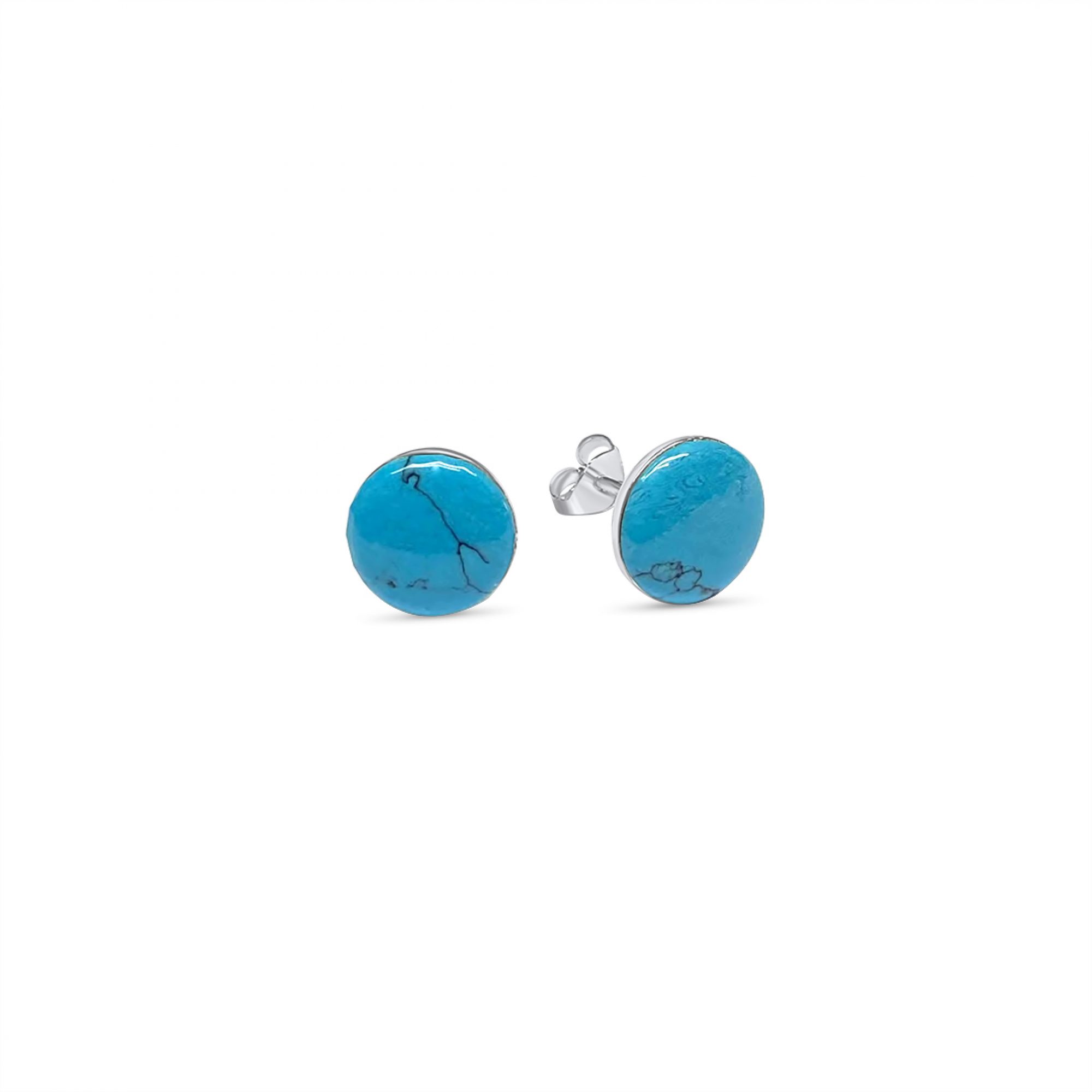 Silver stud earrings with turquoise stone