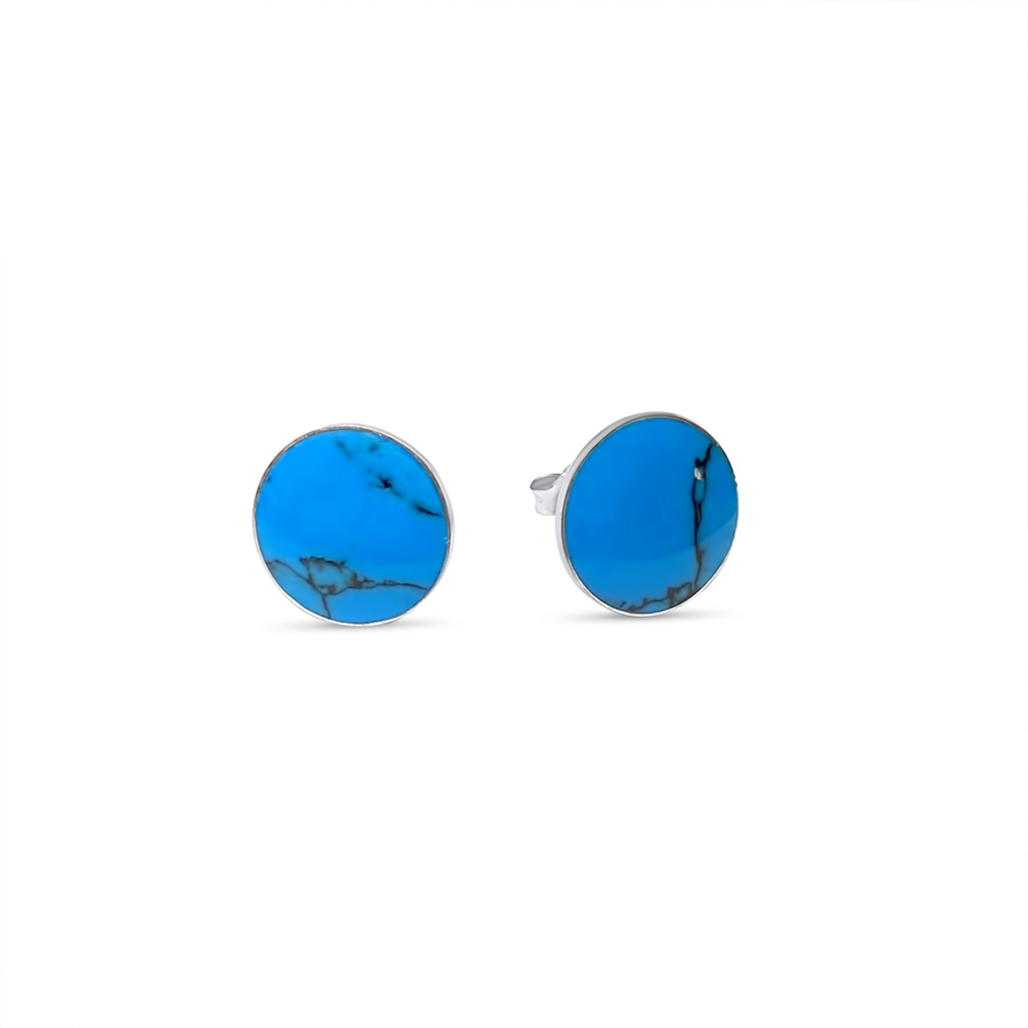 Silver stud earrings with turquoise stone
